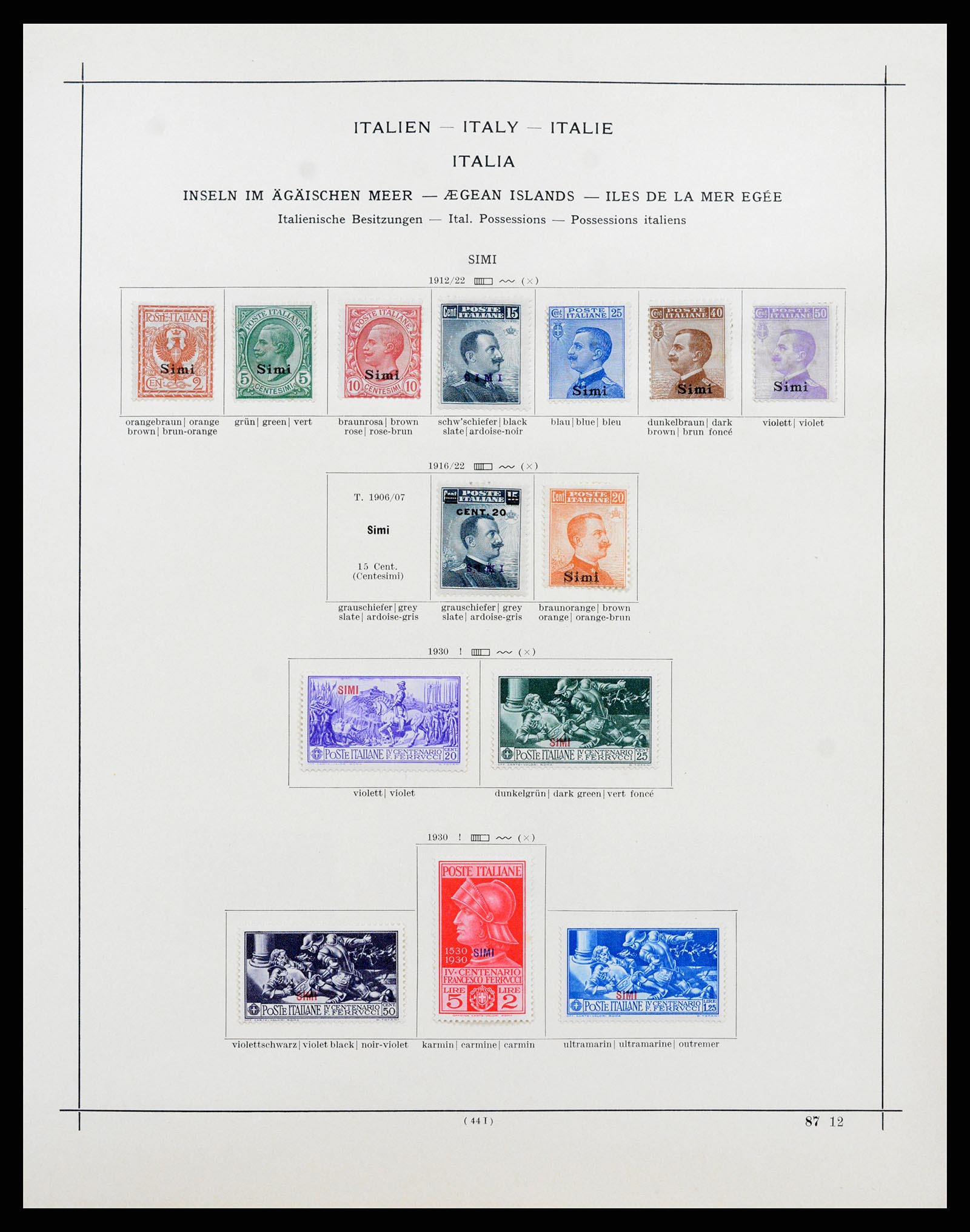 37275 010 - Postzegelverzameling 37275 Egeïsche eilanden 1912-1934.