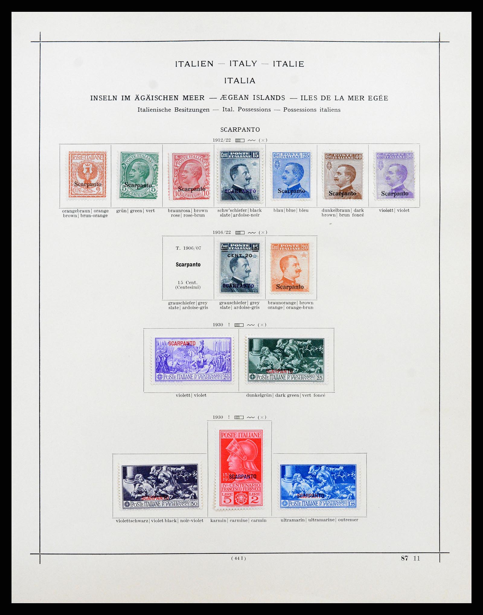 37275 012 - Postzegelverzameling 37275 Egeïsche eilanden 1912-1934.