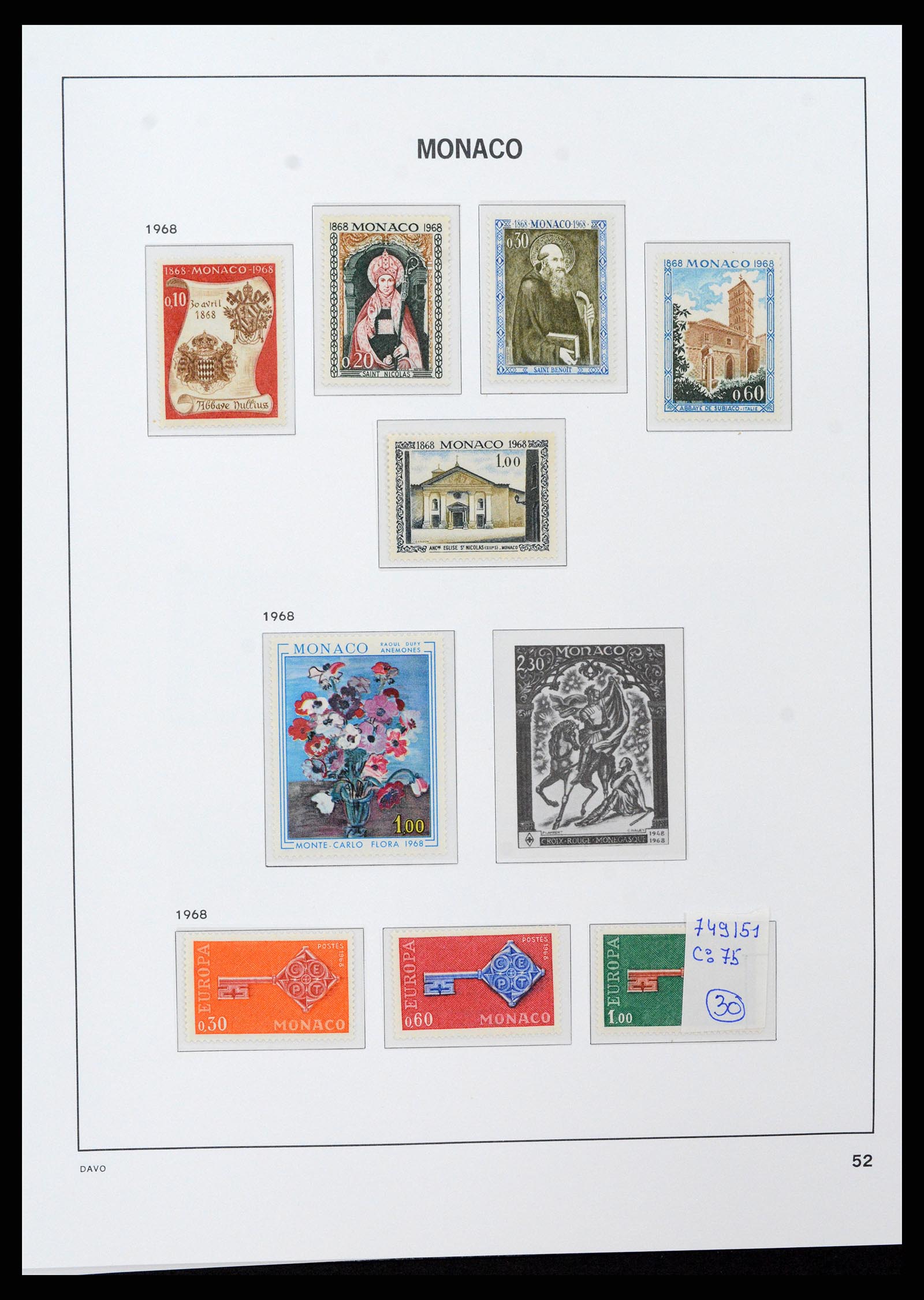 37279 052 - Postzegelverzameling 37279 Monaco 1885-1969.