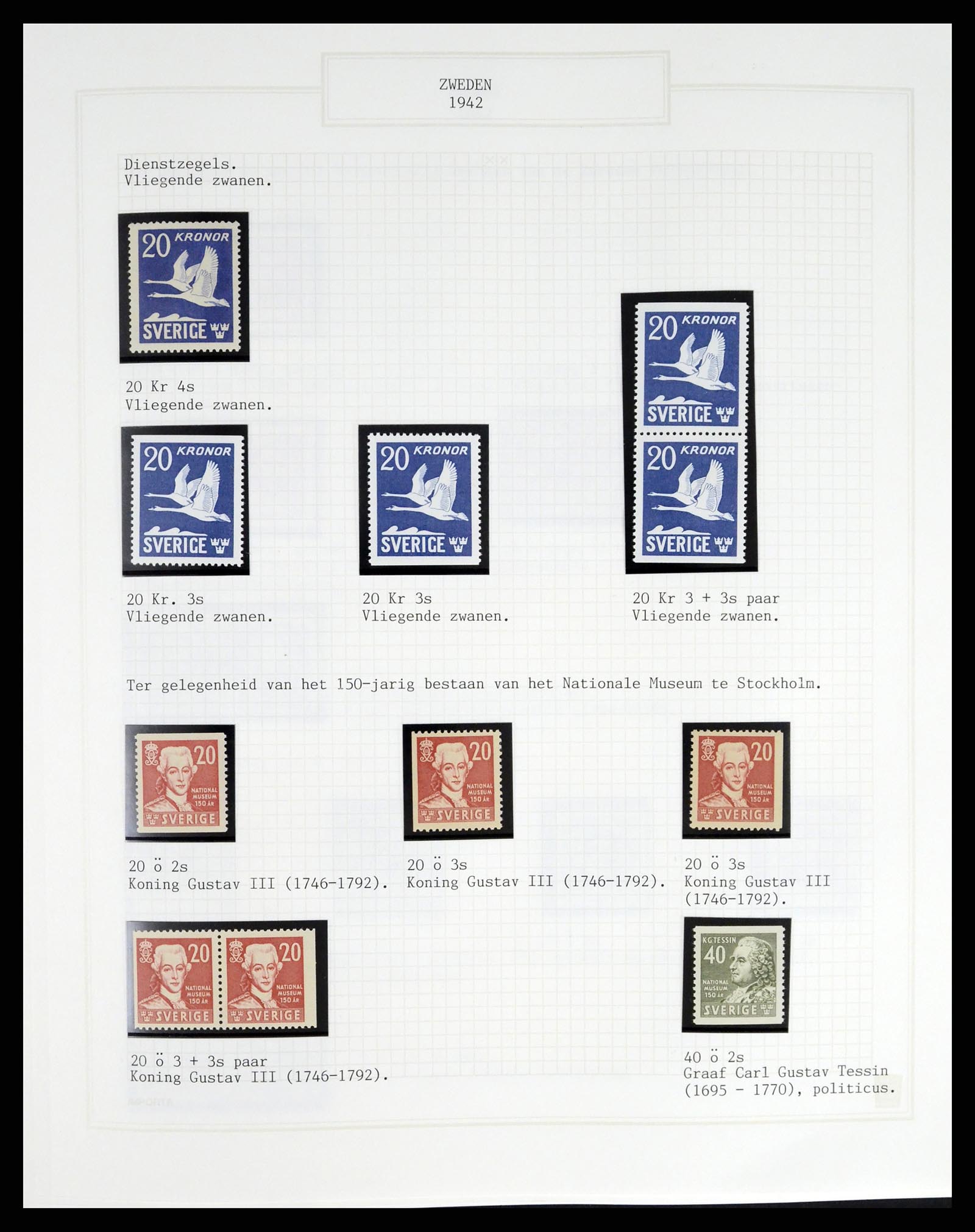 37292 056 - Postzegelverzameling 37292 Zweden 1910-1994.