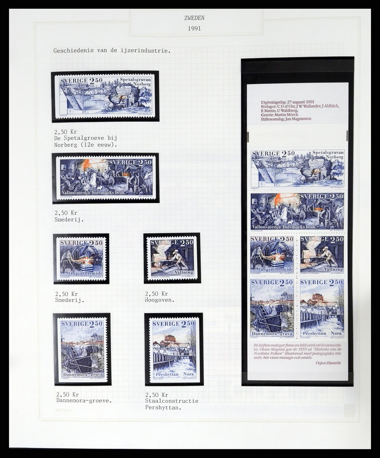 37292 383 - Postzegelverzameling 37292 Zweden 1910-1994.