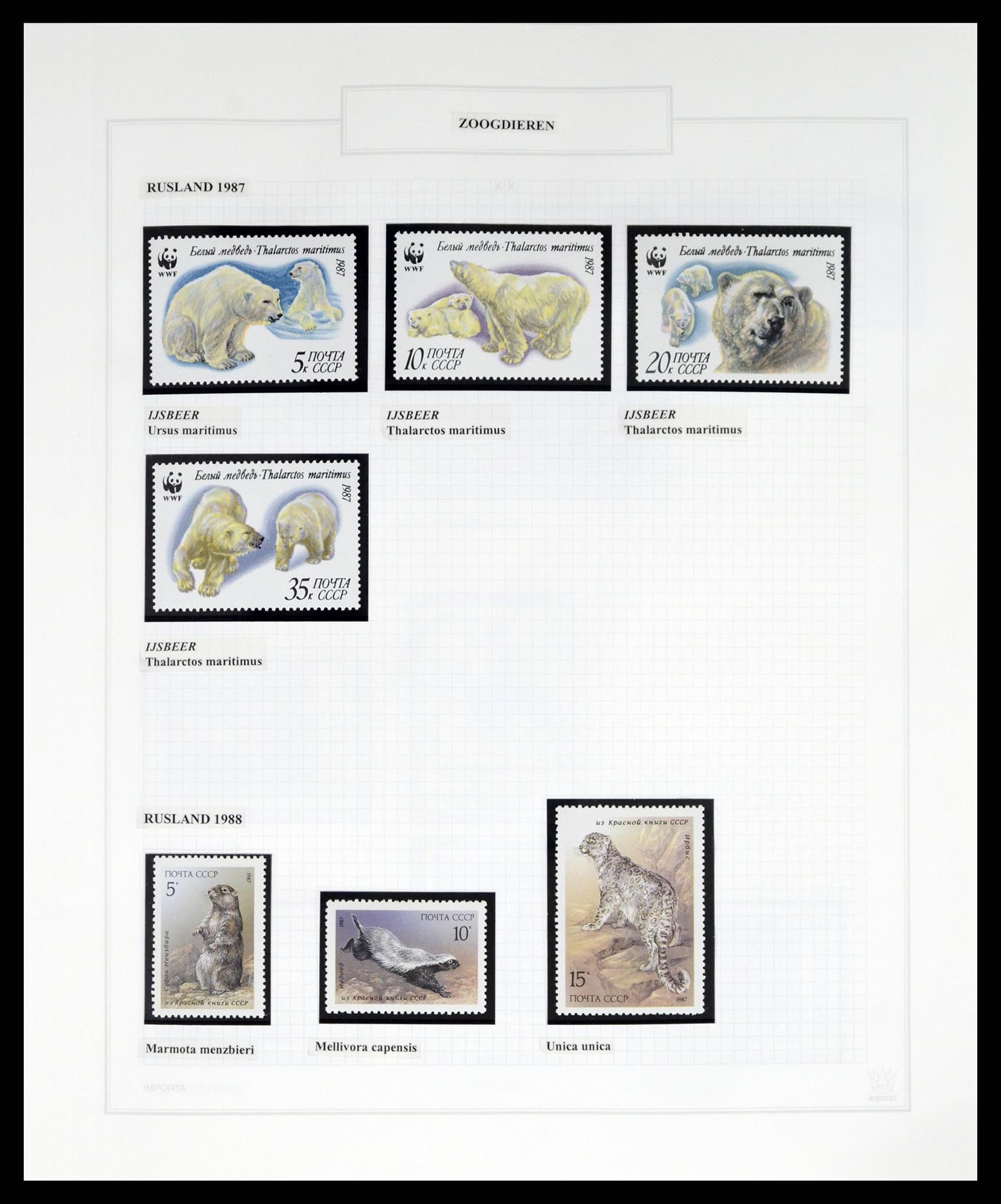 37299 1021 - Postzegelverzameling 37299 Motief dieren 1950-2000.