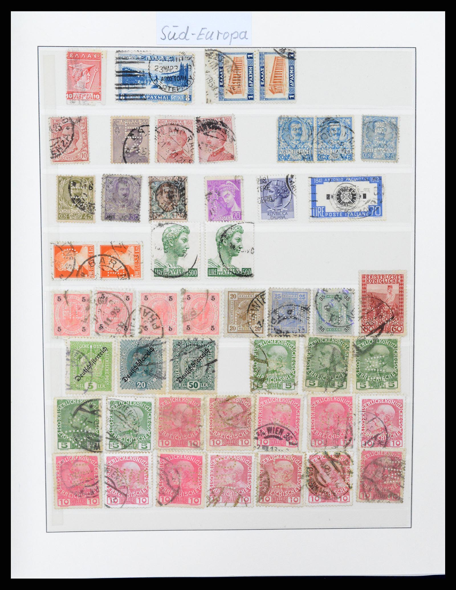 37317 043 - Postzegelverzameling 37317 Wereld perfins 1880-1960.