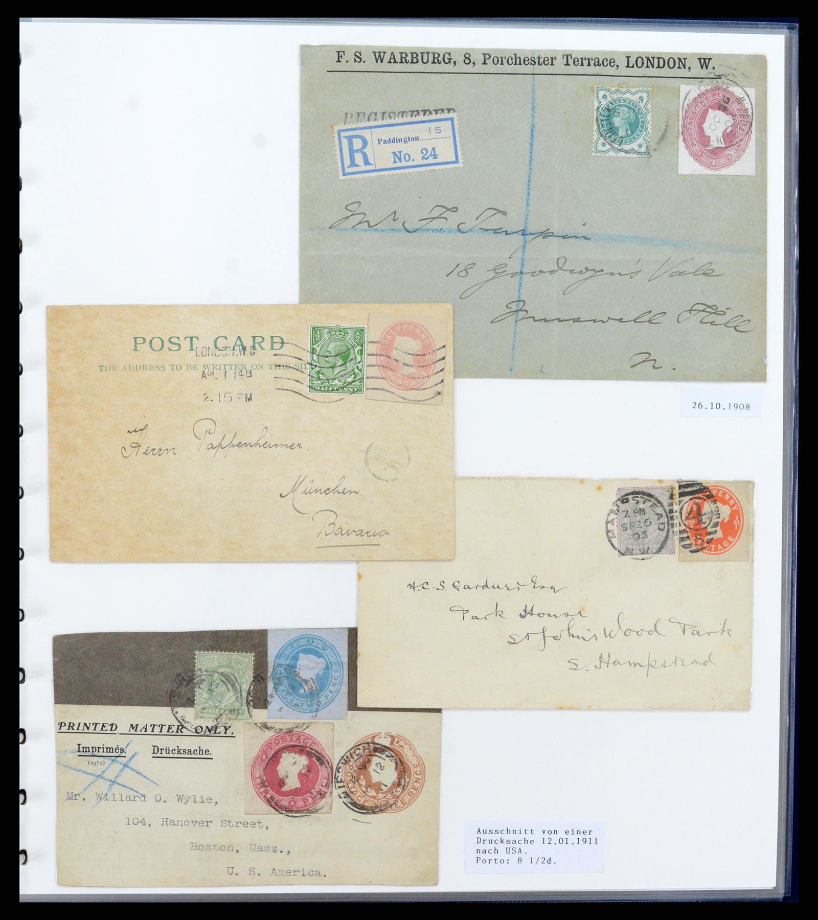 37318 025 - Postzegelverzameling 37318 Engeland brieven 1863-1916.