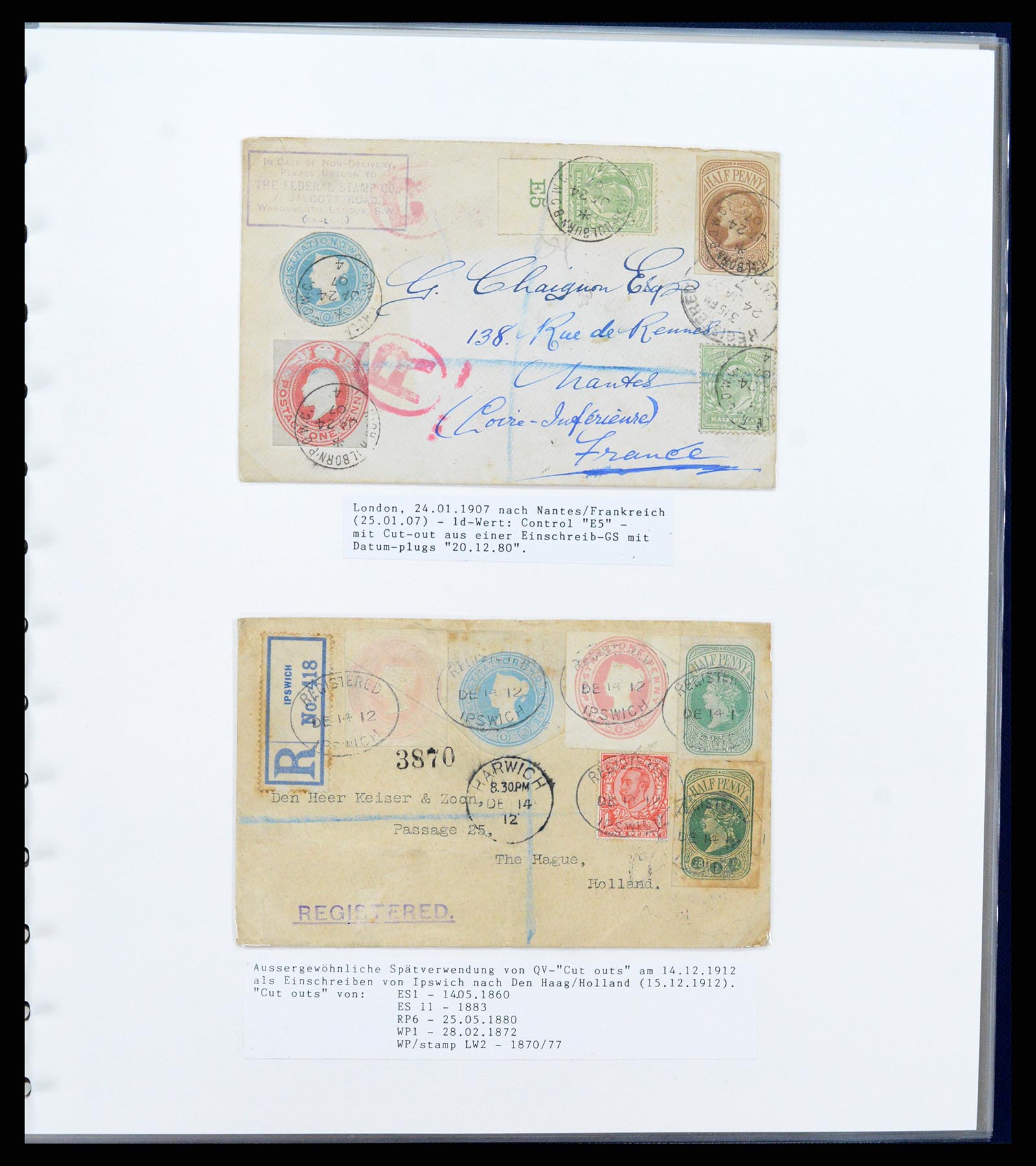 37318 026 - Postzegelverzameling 37318 Engeland brieven 1863-1916.