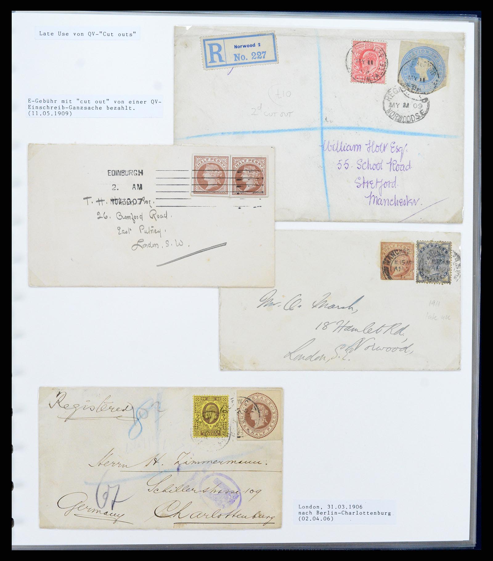37318 027 - Postzegelverzameling 37318 Engeland brieven 1863-1916.