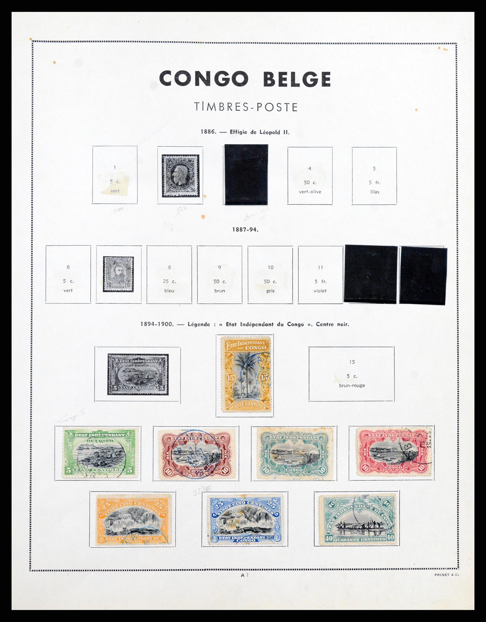 37352 001 - Postzegelverzameling 37352 Belgisch Congo 1894-1960.