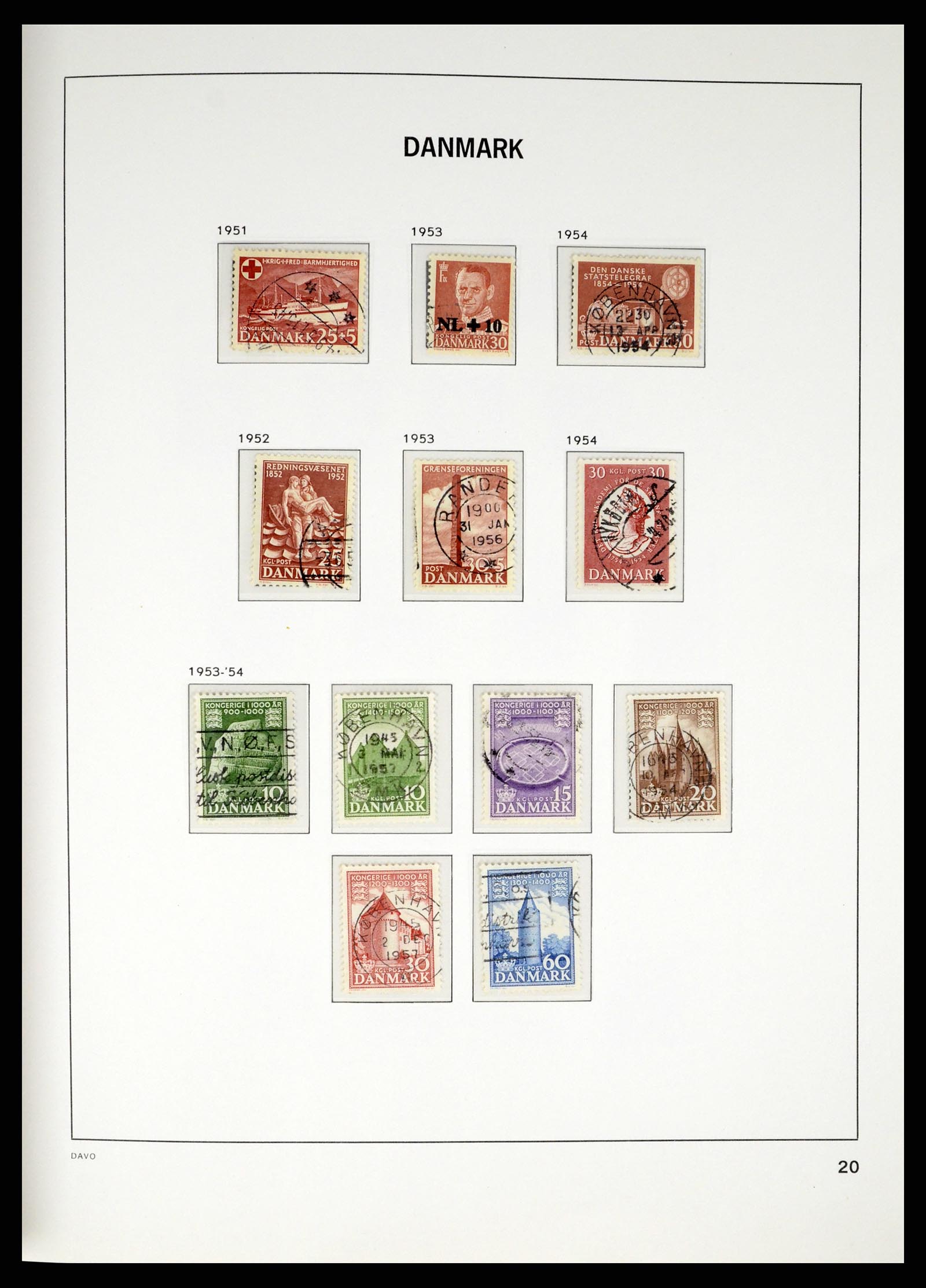 37383 020 - Postzegelverzameling 37383 Denemarken 1851-1969.