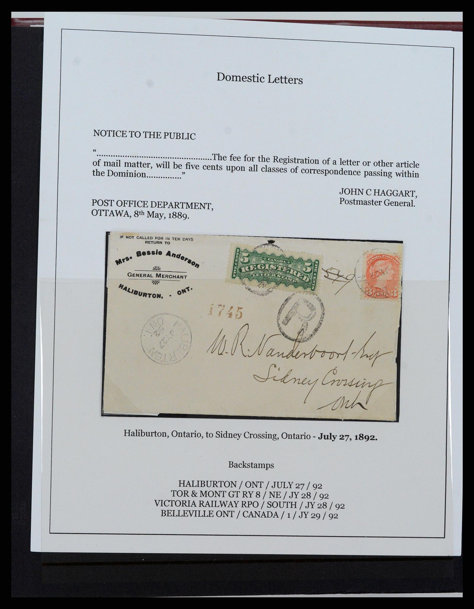 37388 001 - Postzegelverzameling 37388 Canada registered mail 1865-1908.