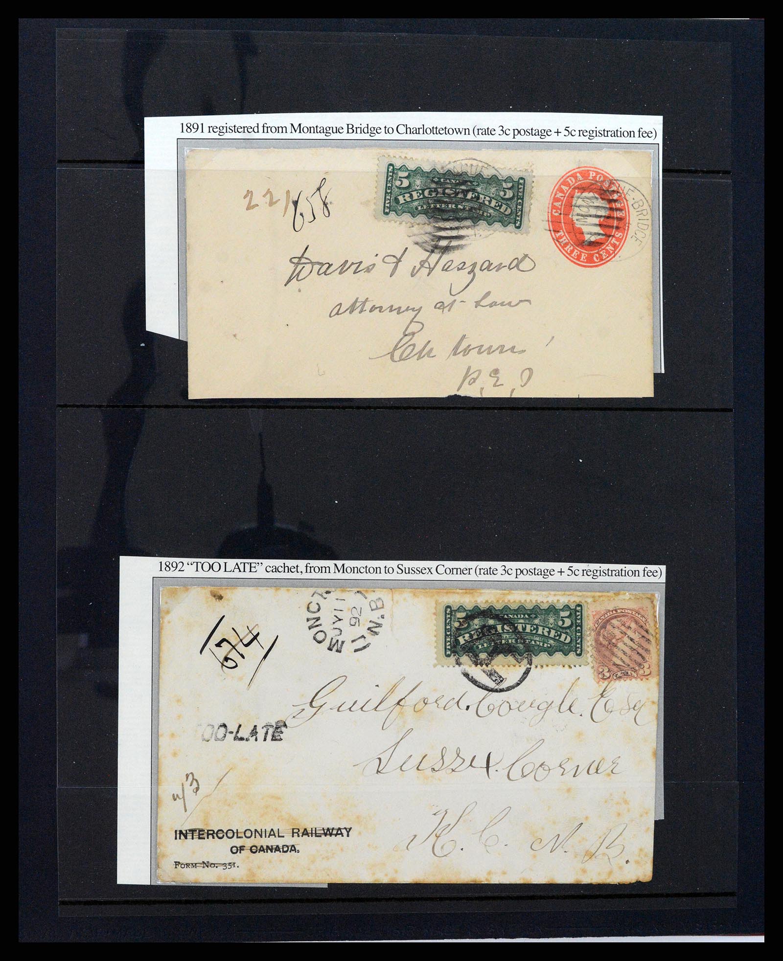 37388 002 - Stamp collection 37388 Canada registered mail covers 1865-1908.