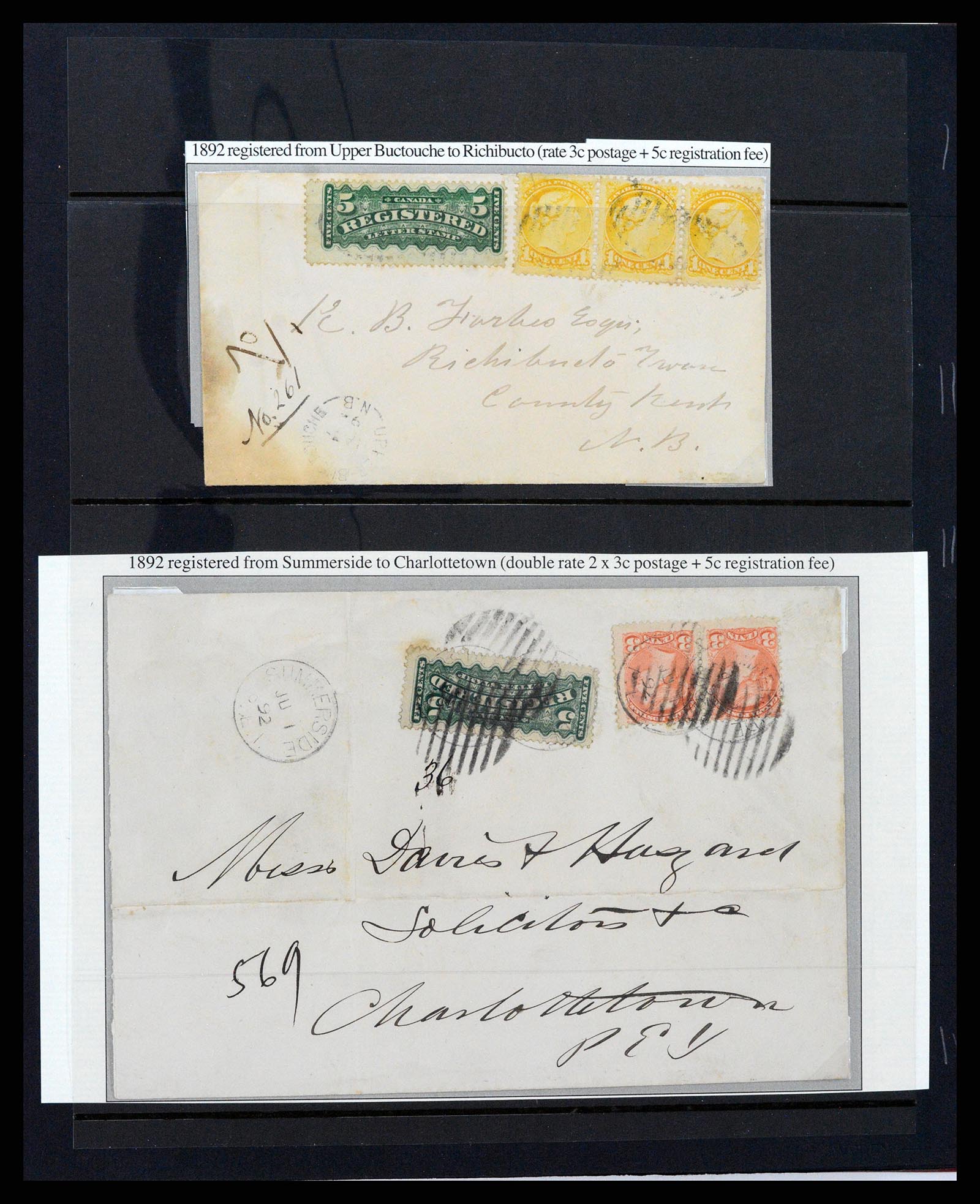 37388 003 - Postzegelverzameling 37388 Canada registered mail 1865-1908.