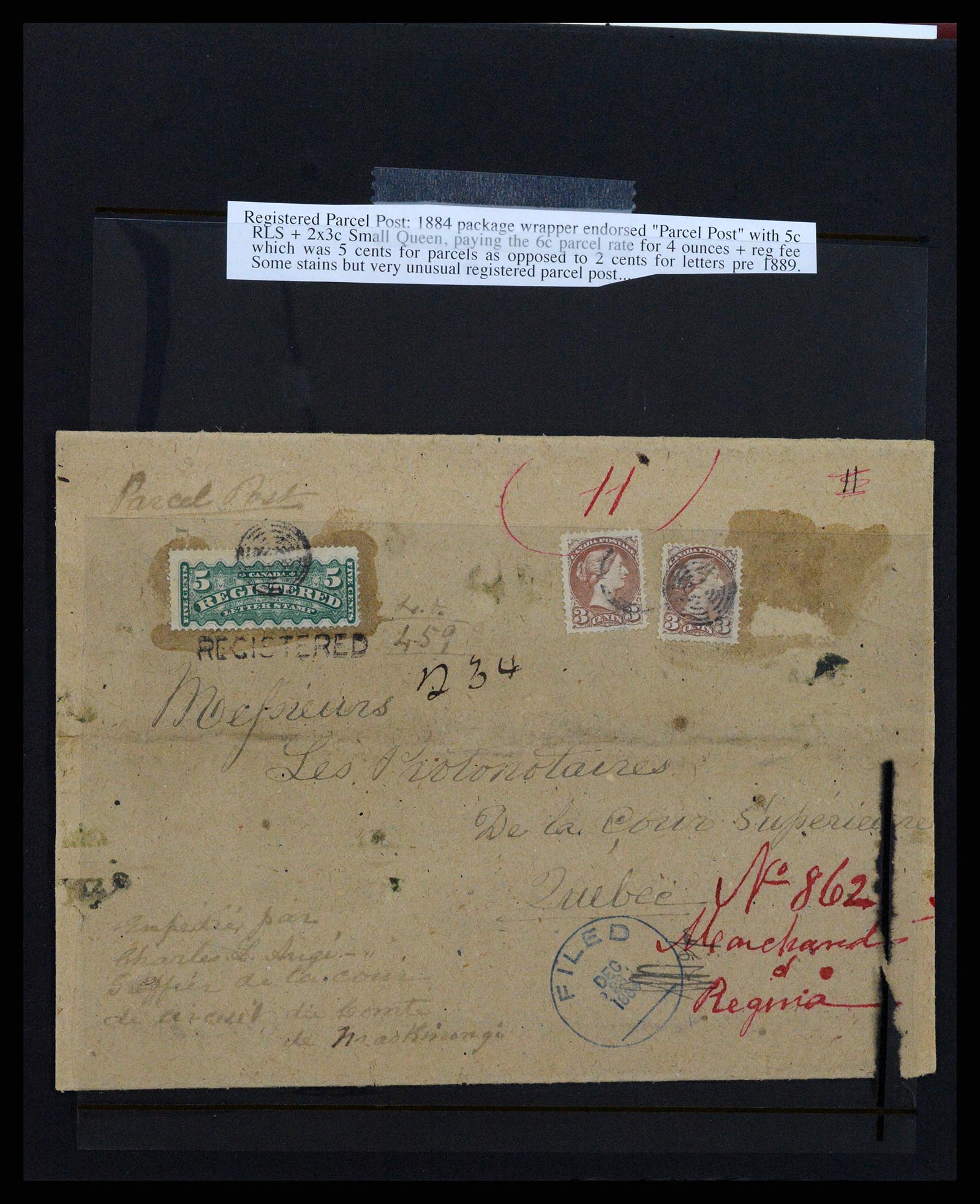 37388 005 - Postzegelverzameling 37388 Canada registered mail 1865-1908.