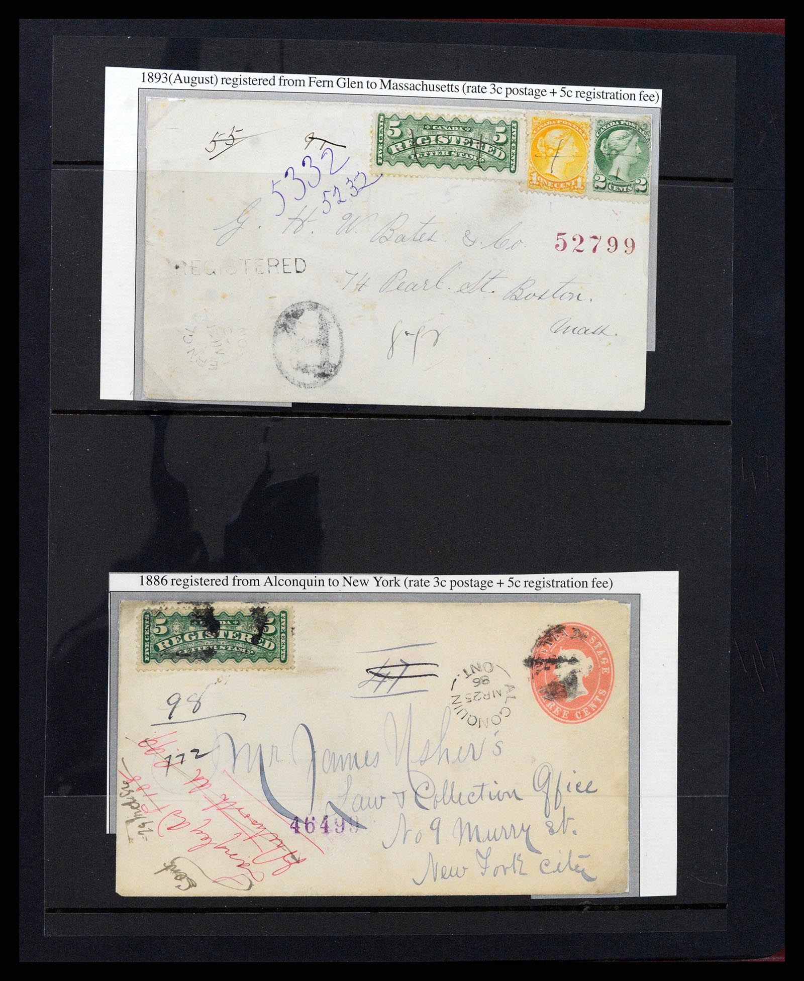 37388 010 - Stamp collection 37388 Canada registered mail covers 1865-1908.