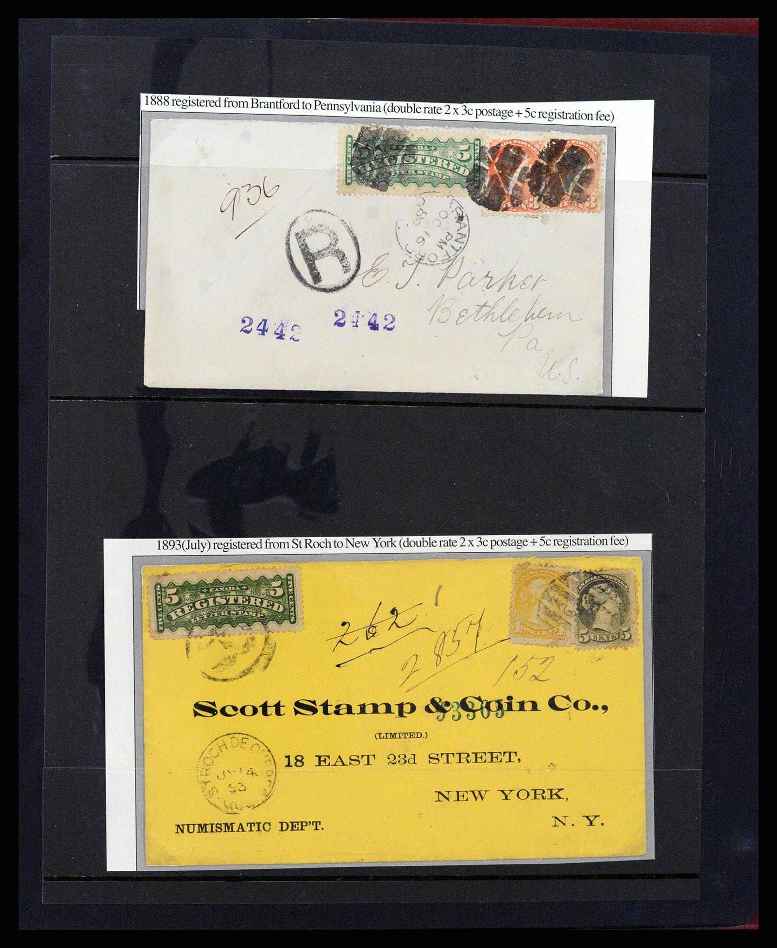 37388 011 - Postzegelverzameling 37388 Canada registered mail 1865-1908.