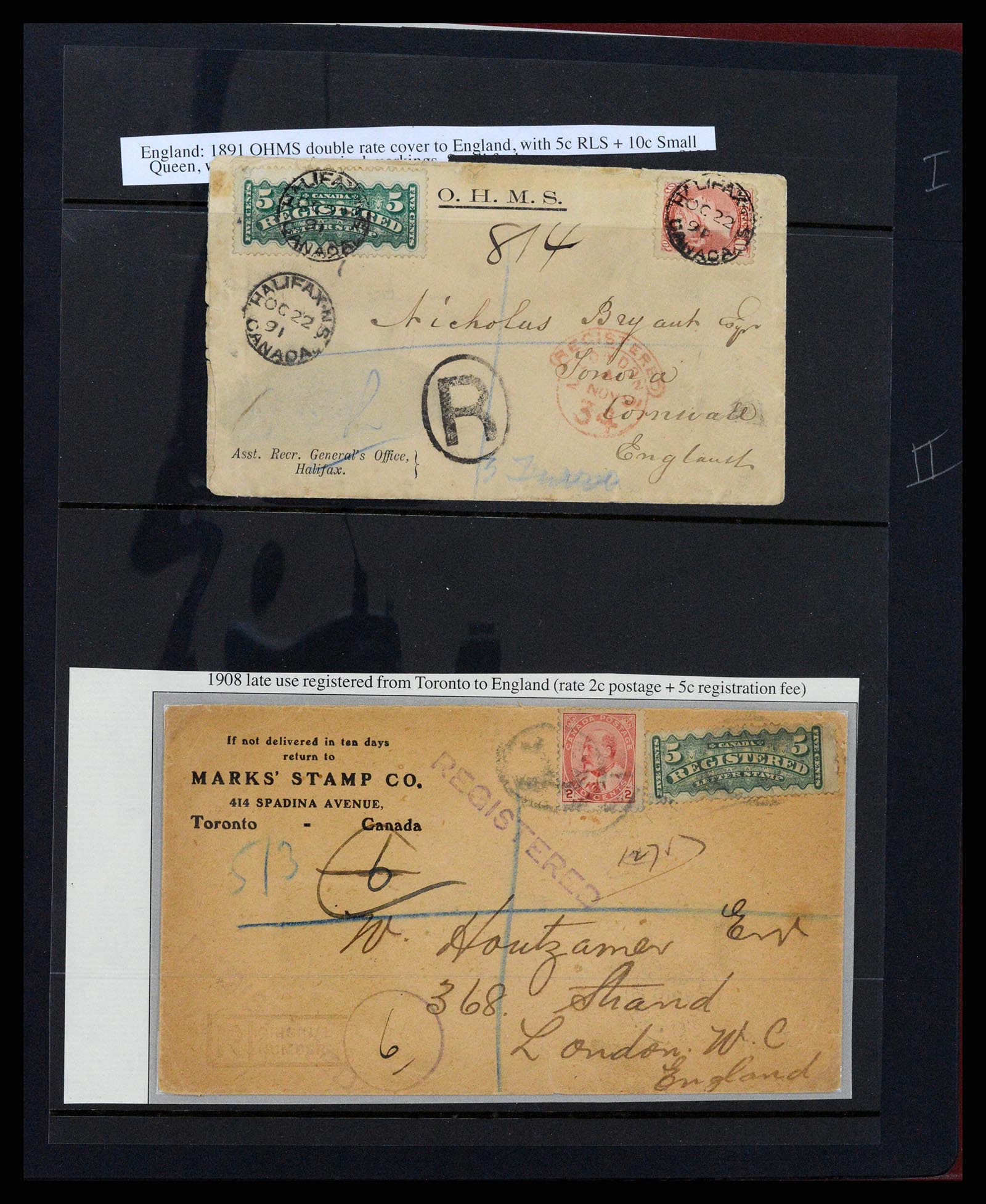 37388 014 - Stamp collection 37388 Canada registered mail covers 1865-1908.