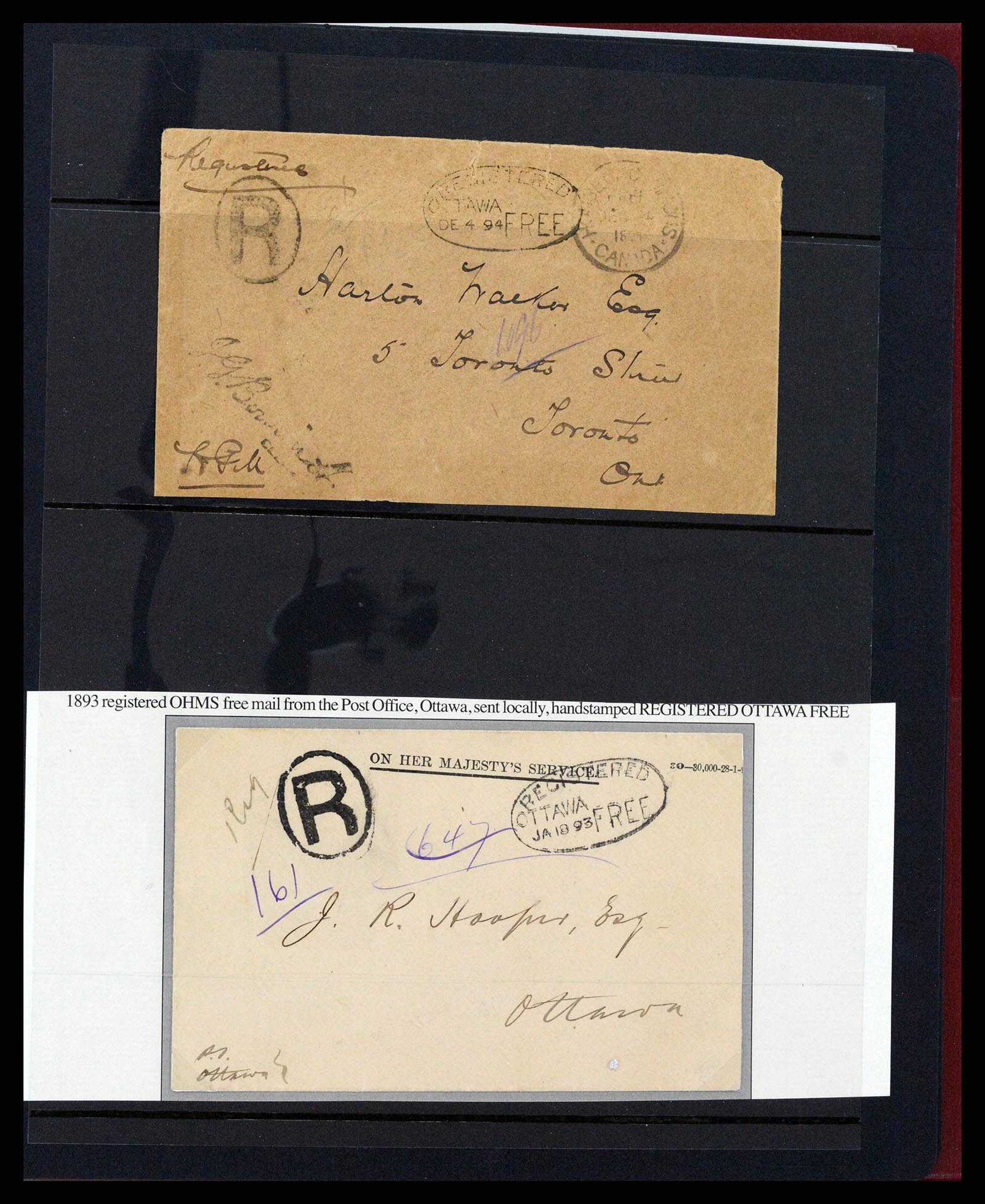 37388 017 - Stamp collection 37388 Canada registered mail covers 1865-1908.