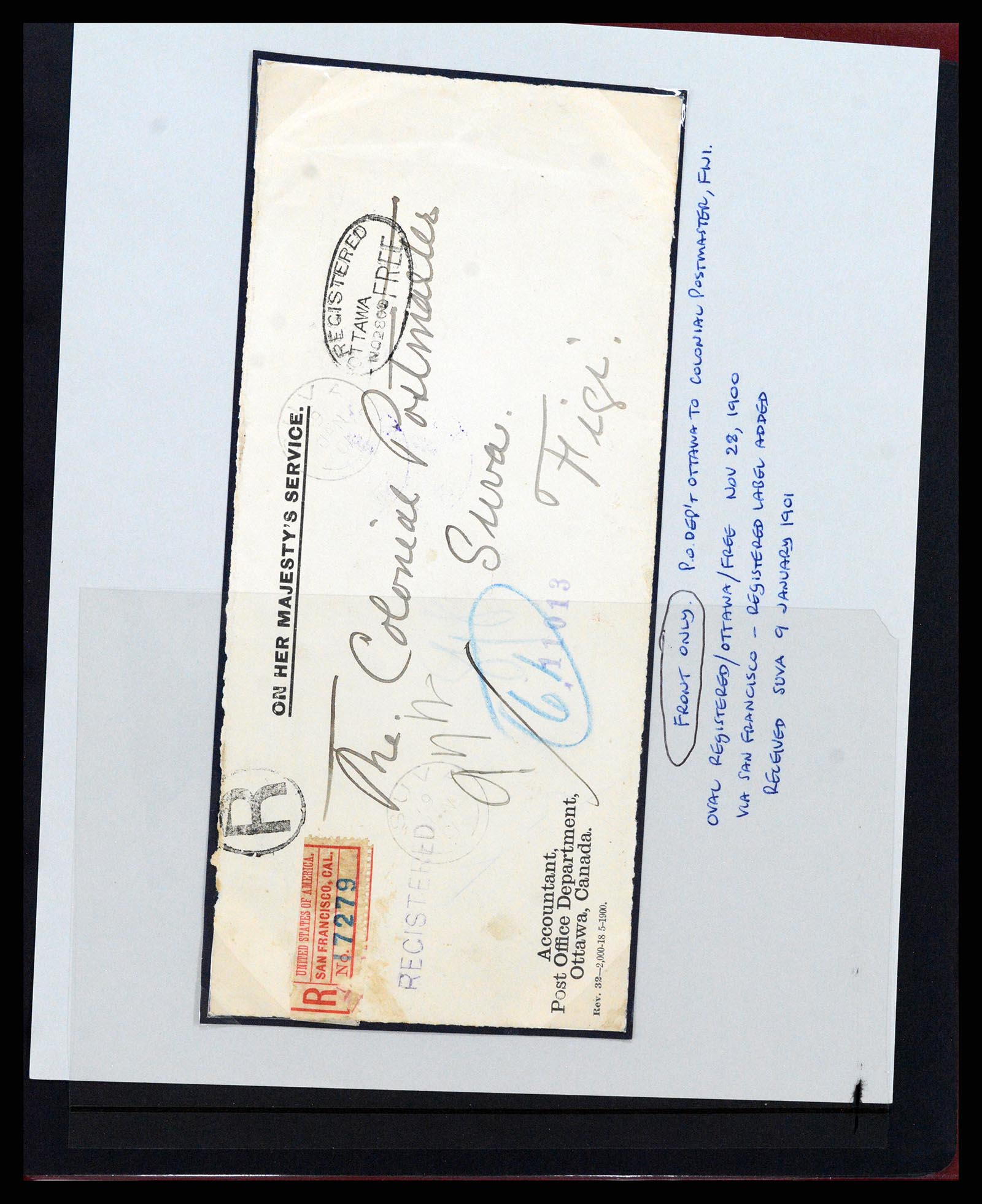 37388 020 - Postzegelverzameling 37388 Canada registered mail 1865-1908.