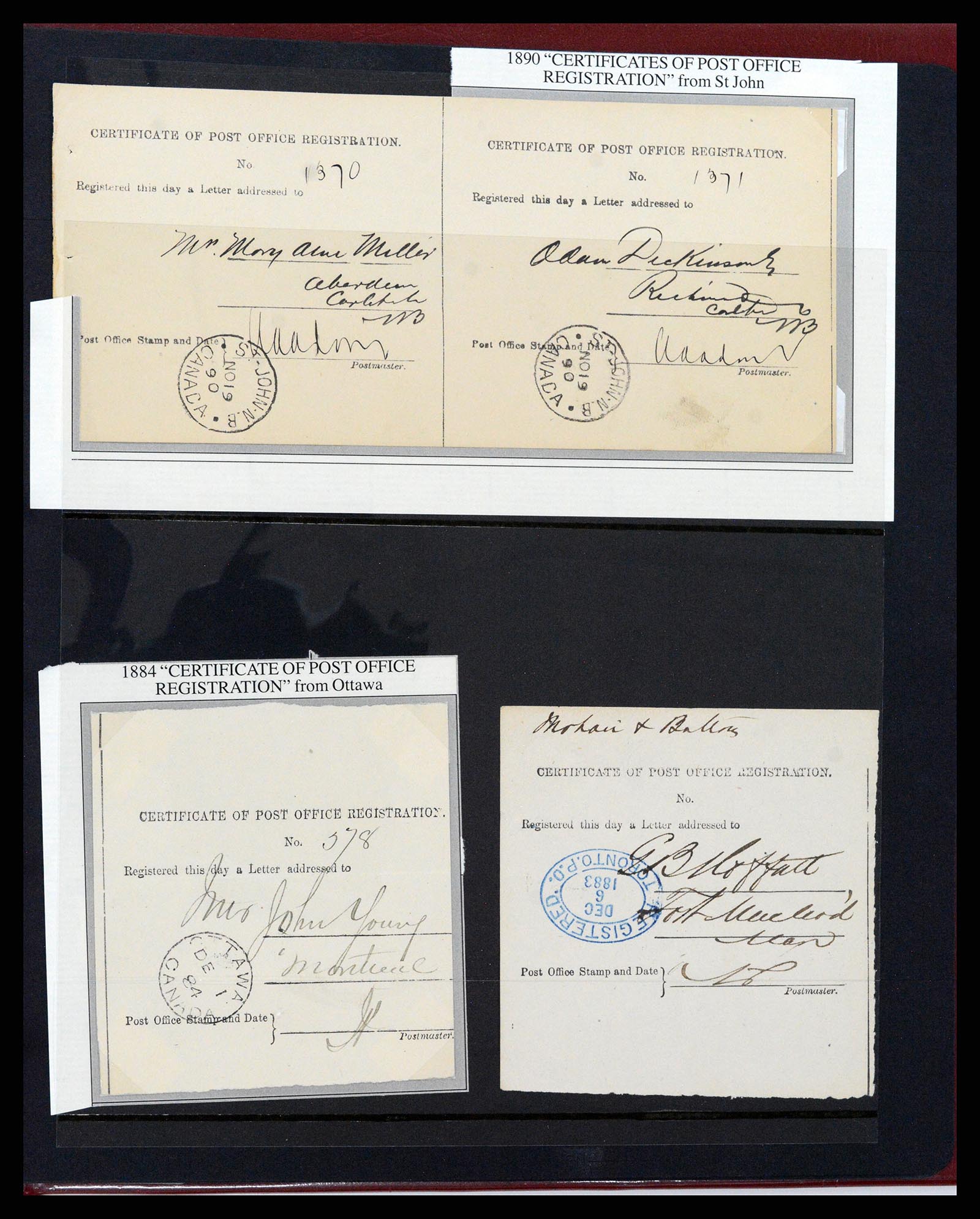 37388 022 - Postzegelverzameling 37388 Canada registered mail 1865-1908.
