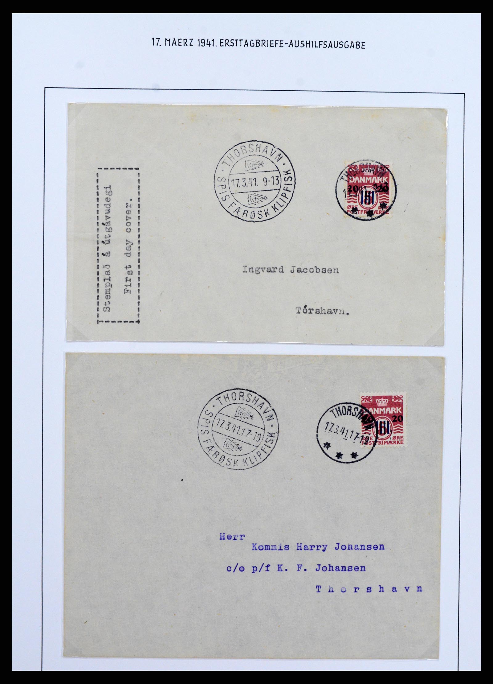 37410 013 - Postzegelverzameling 37410 Faeroer 1919-1941.