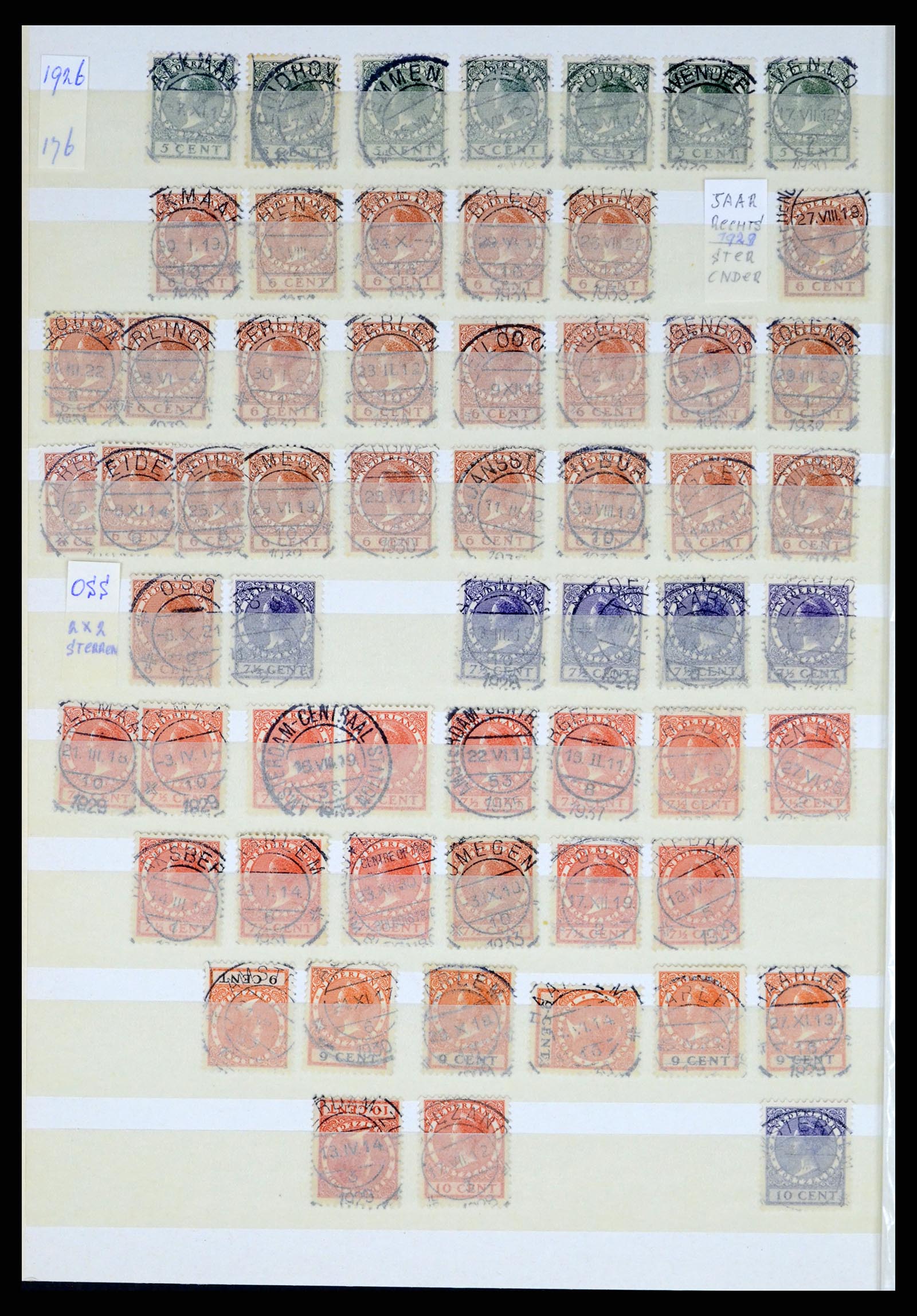 37424 006 - Postzegelverzameling 37424 Nederland kortebalk stempels.