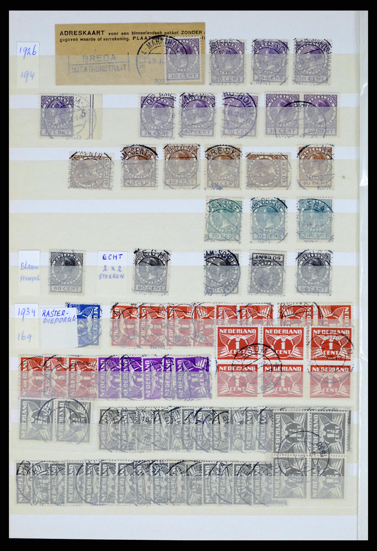 37424 008 - Stamp collection 37424 Netherlands shortbar cancels.