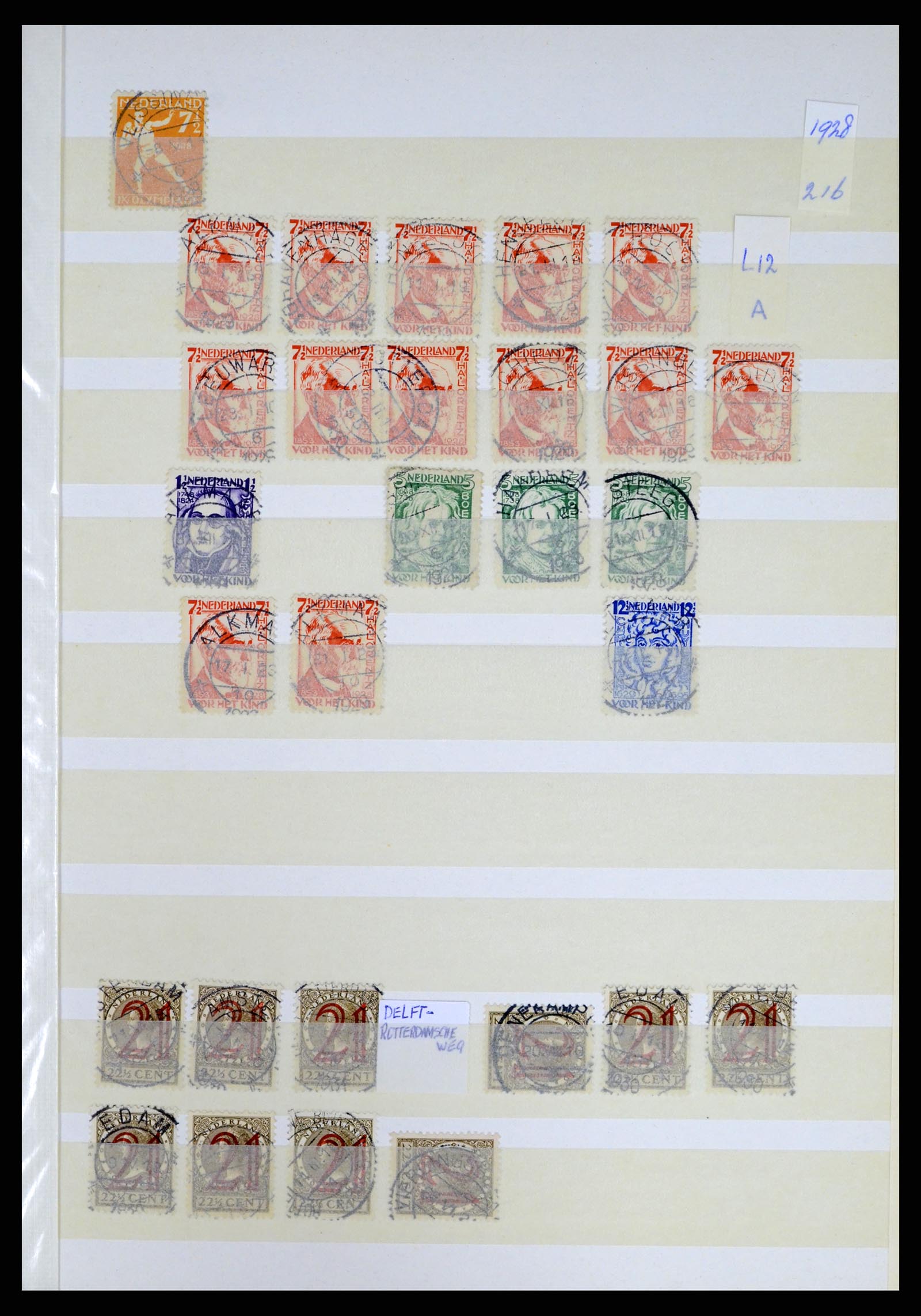 37424 013 - Postzegelverzameling 37424 Nederland kortebalk stempels.