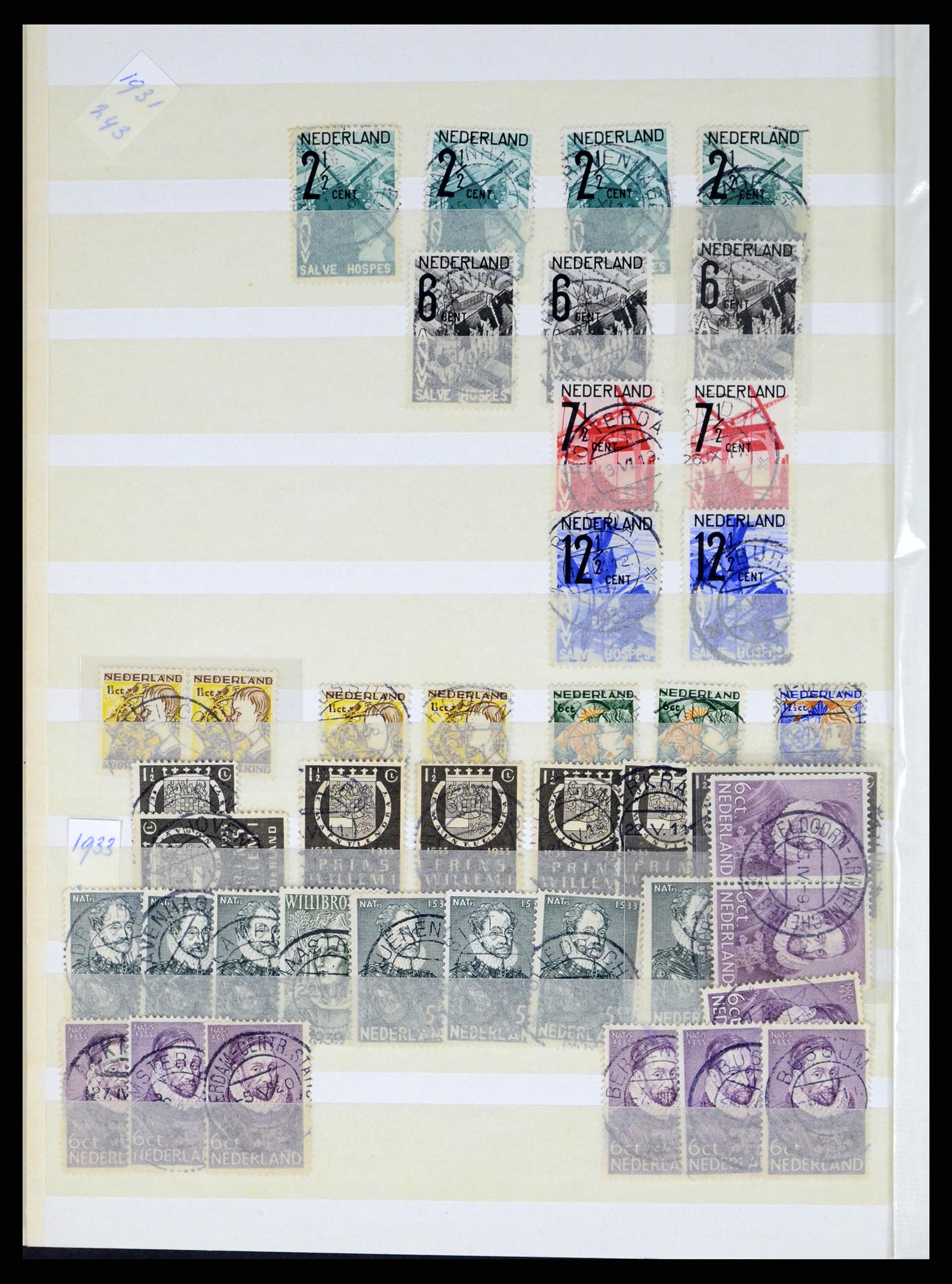 37424 016 - Postzegelverzameling 37424 Nederland kortebalk stempels.