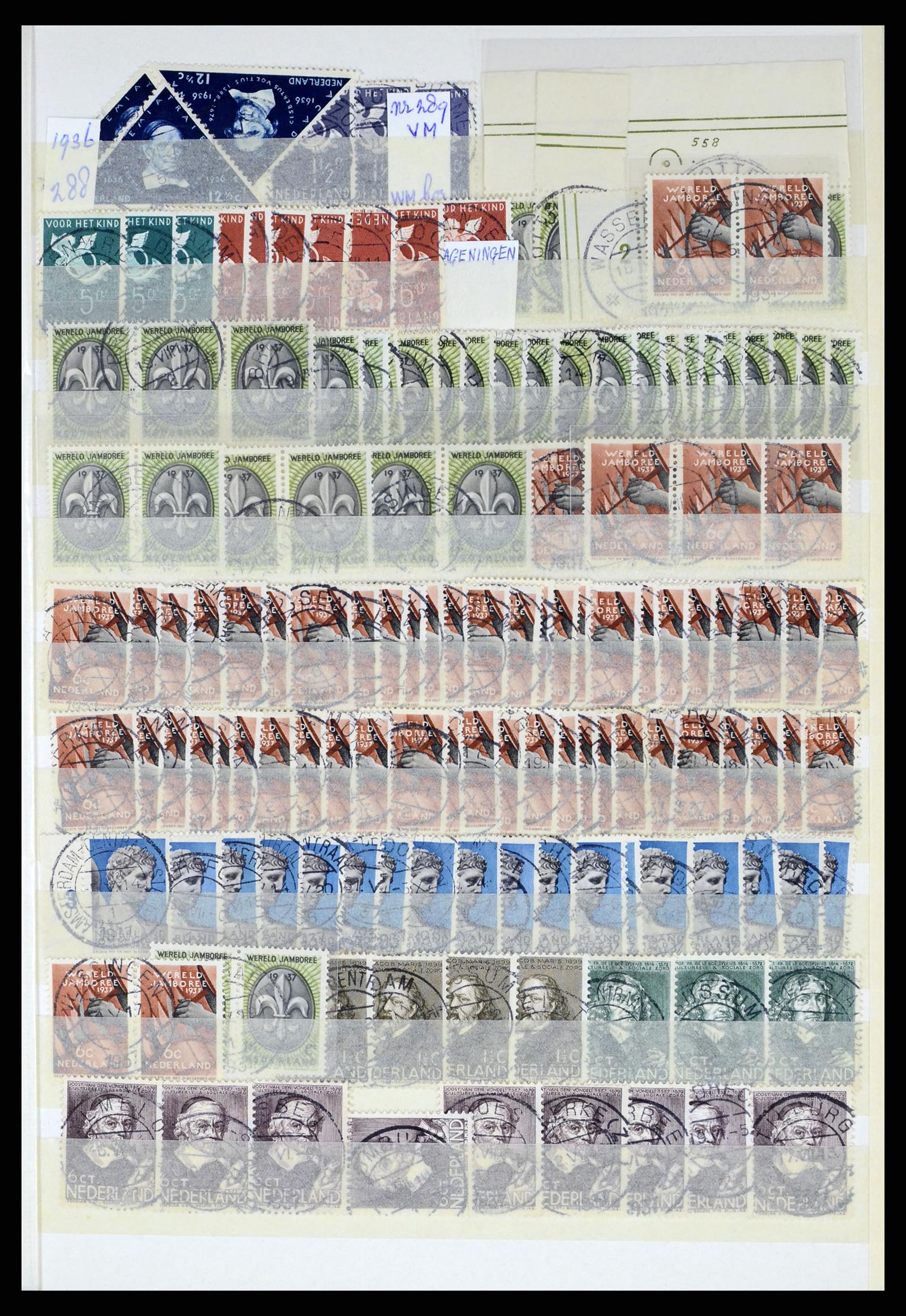 37424 021 - Postzegelverzameling 37424 Nederland kortebalk stempels.