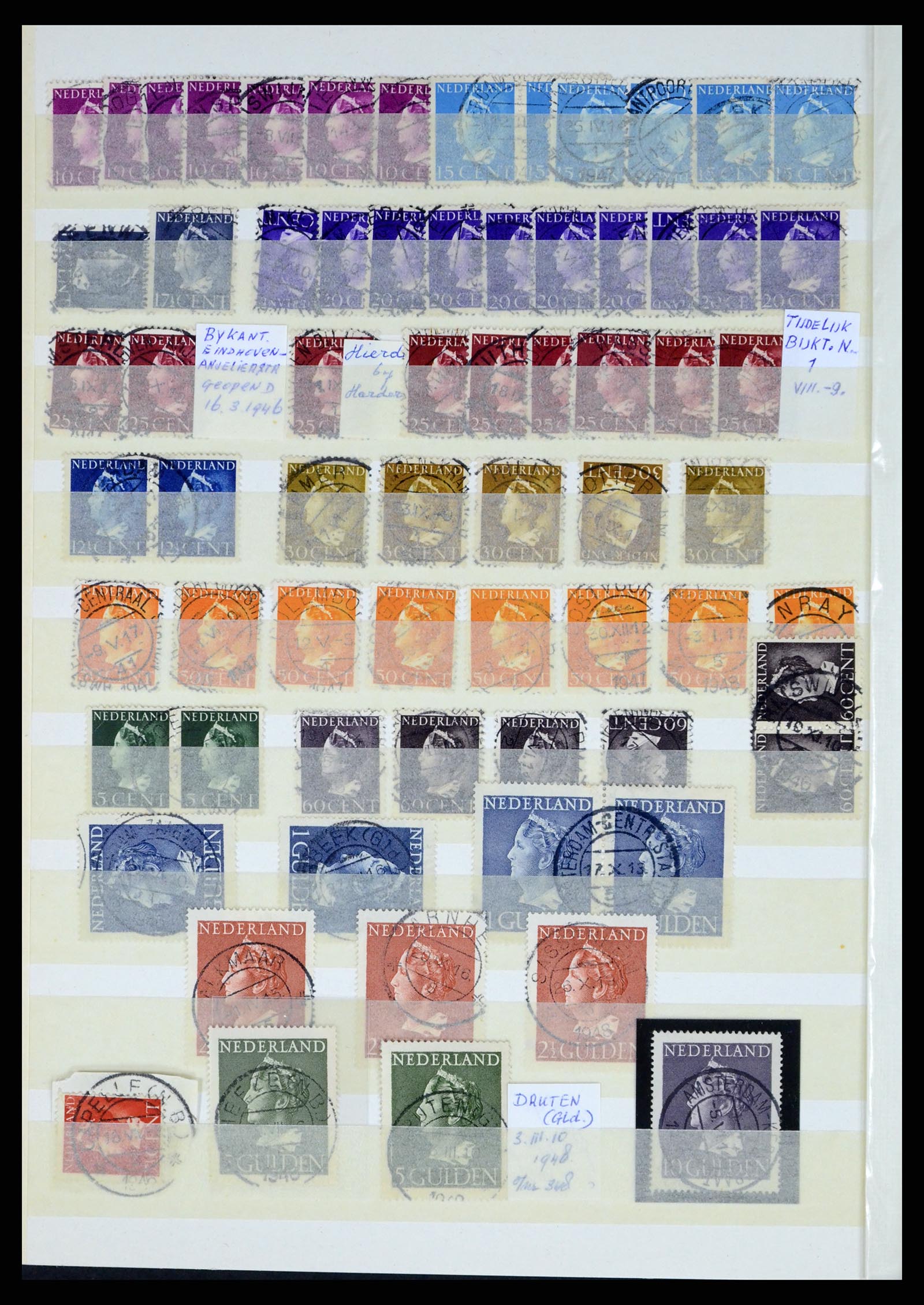 37424 028 - Postzegelverzameling 37424 Nederland kortebalk stempels.