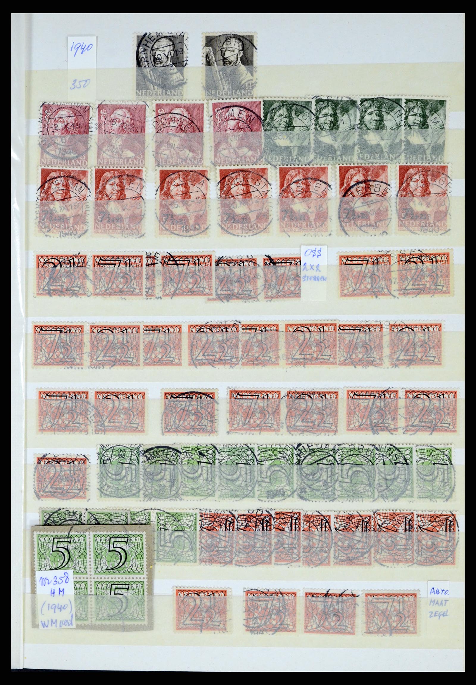 37424 029 - Postzegelverzameling 37424 Nederland kortebalk stempels.