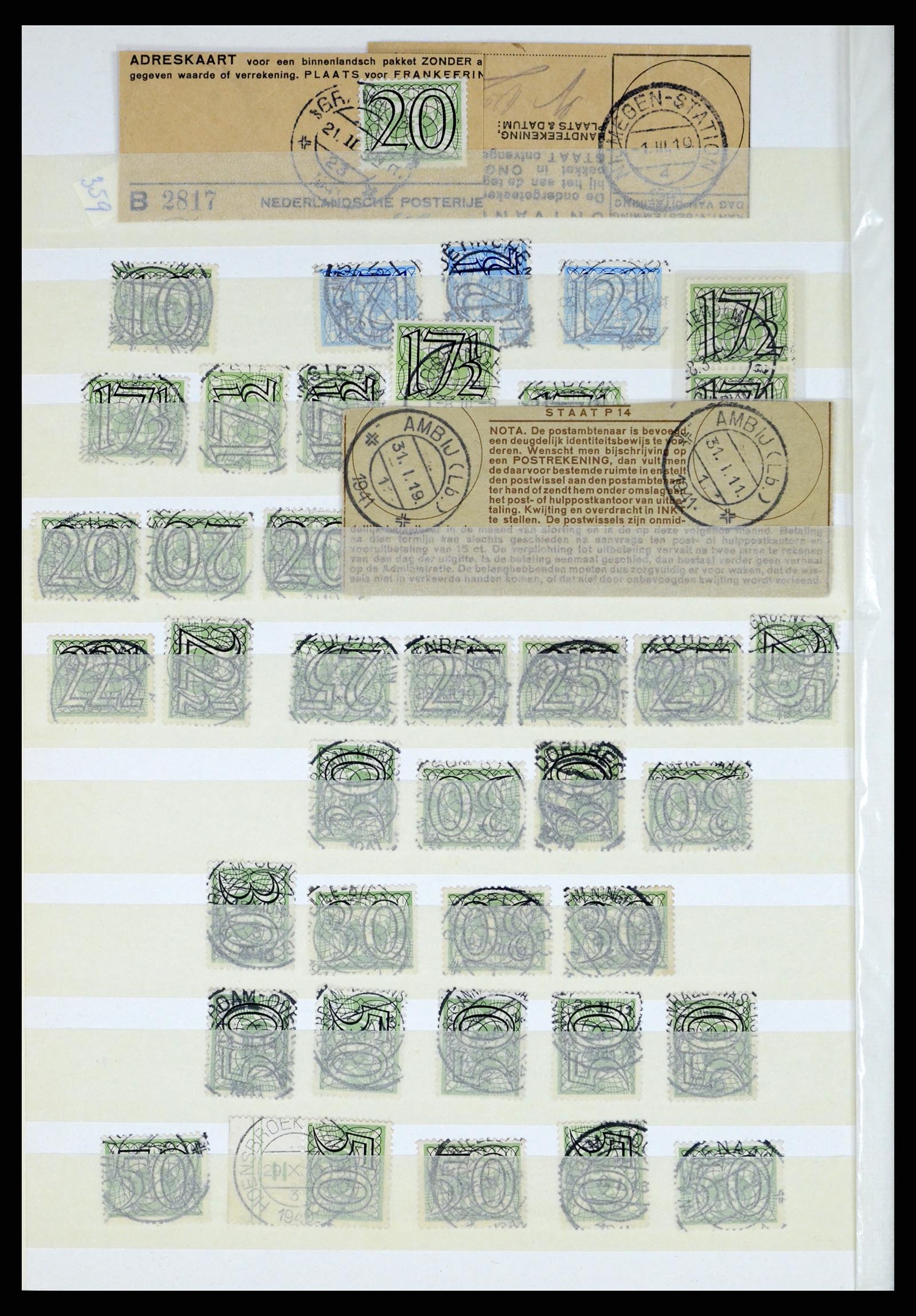37424 030 - Postzegelverzameling 37424 Nederland kortebalk stempels.