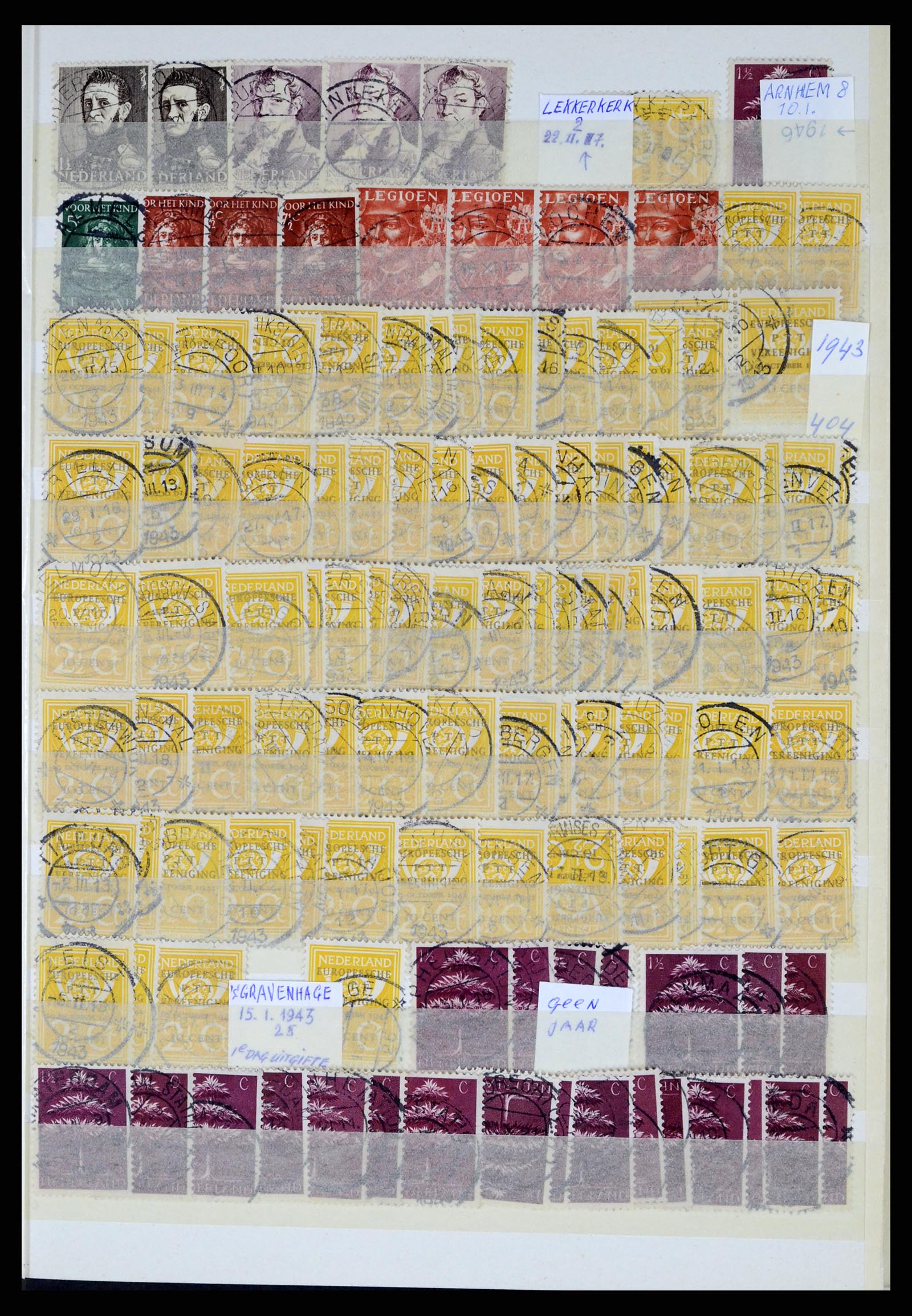 37424 033 - Postzegelverzameling 37424 Nederland kortebalk stempels.