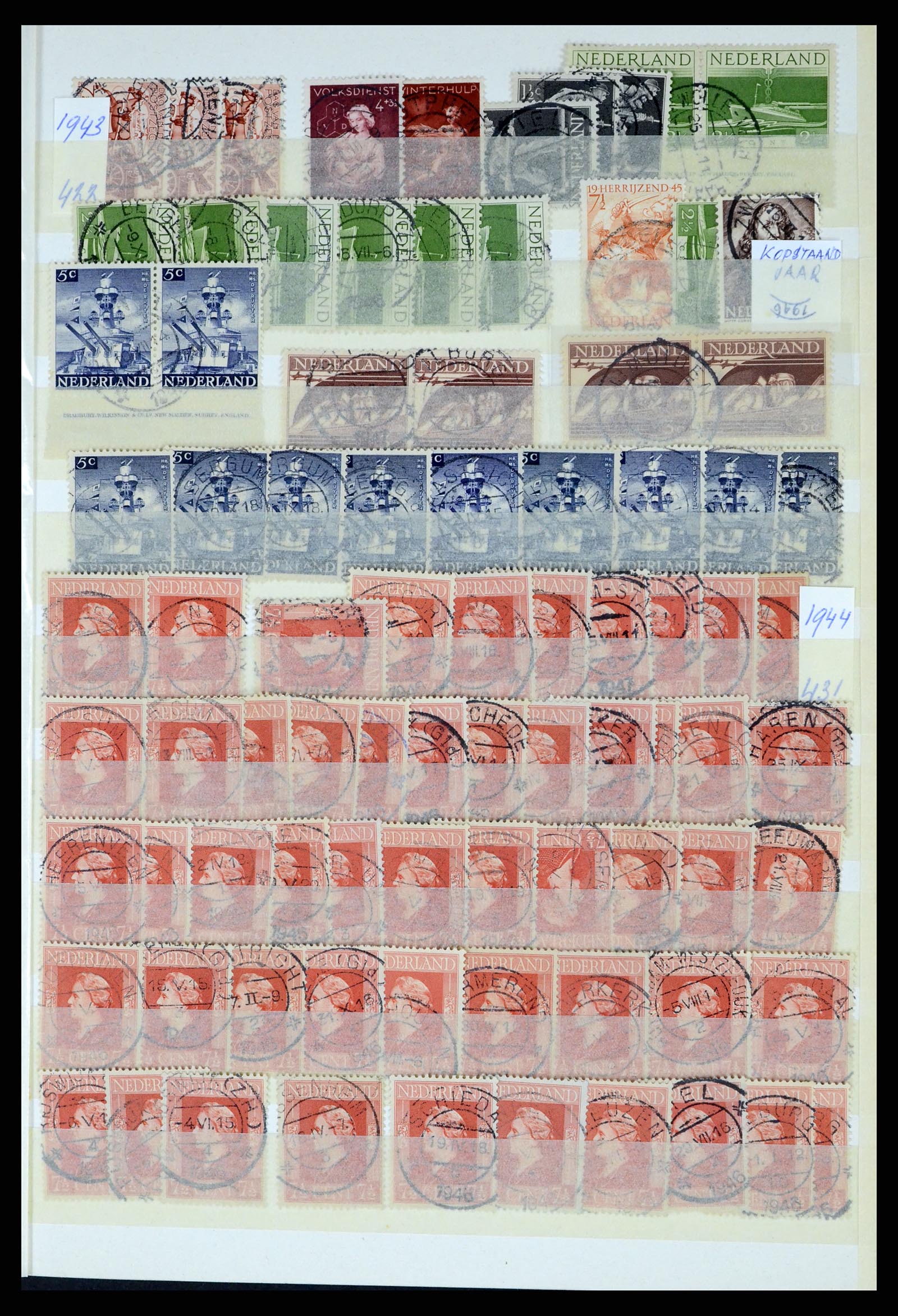 37424 039 - Postzegelverzameling 37424 Nederland kortebalk stempels.