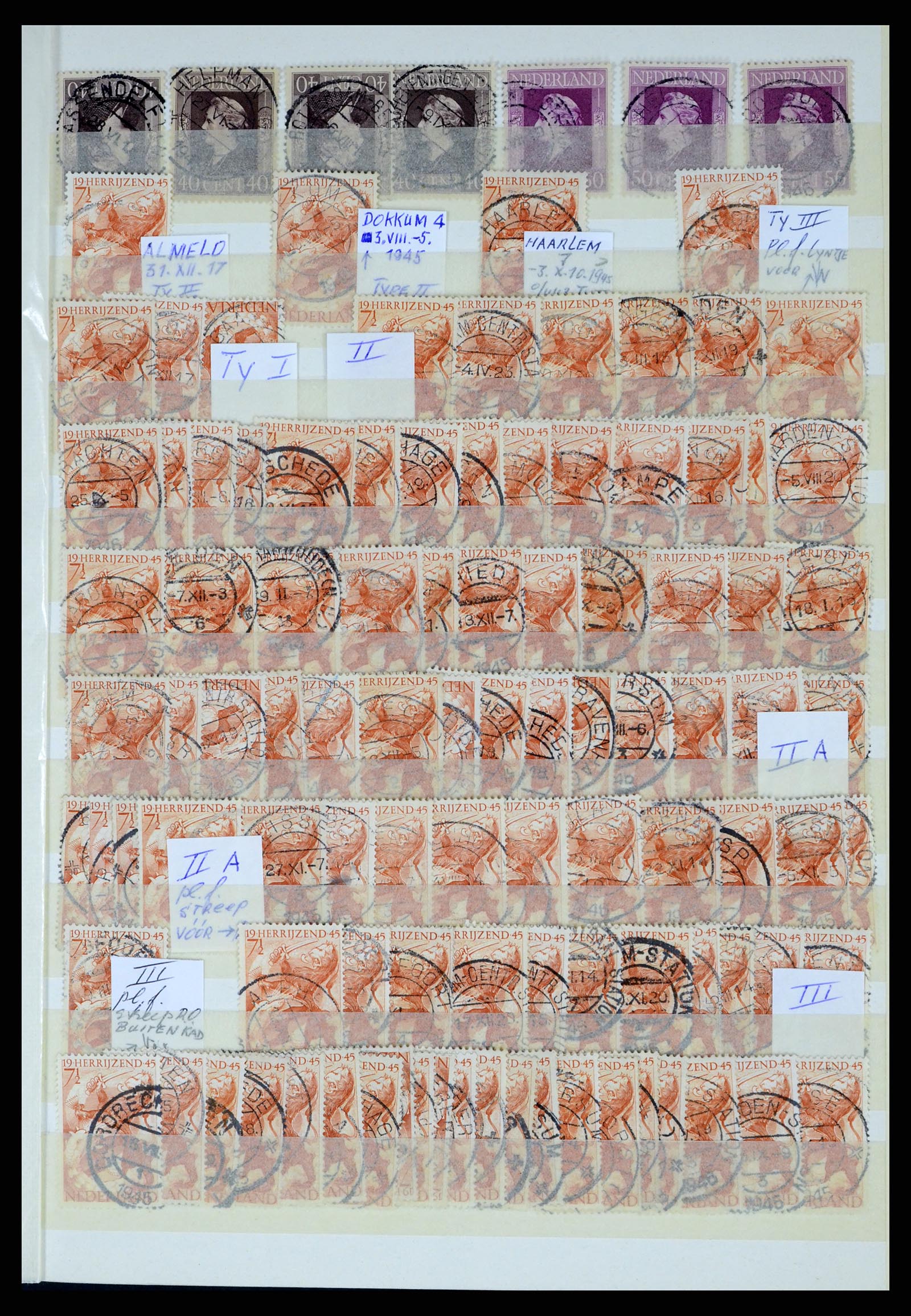 37424 041 - Postzegelverzameling 37424 Nederland kortebalk stempels.