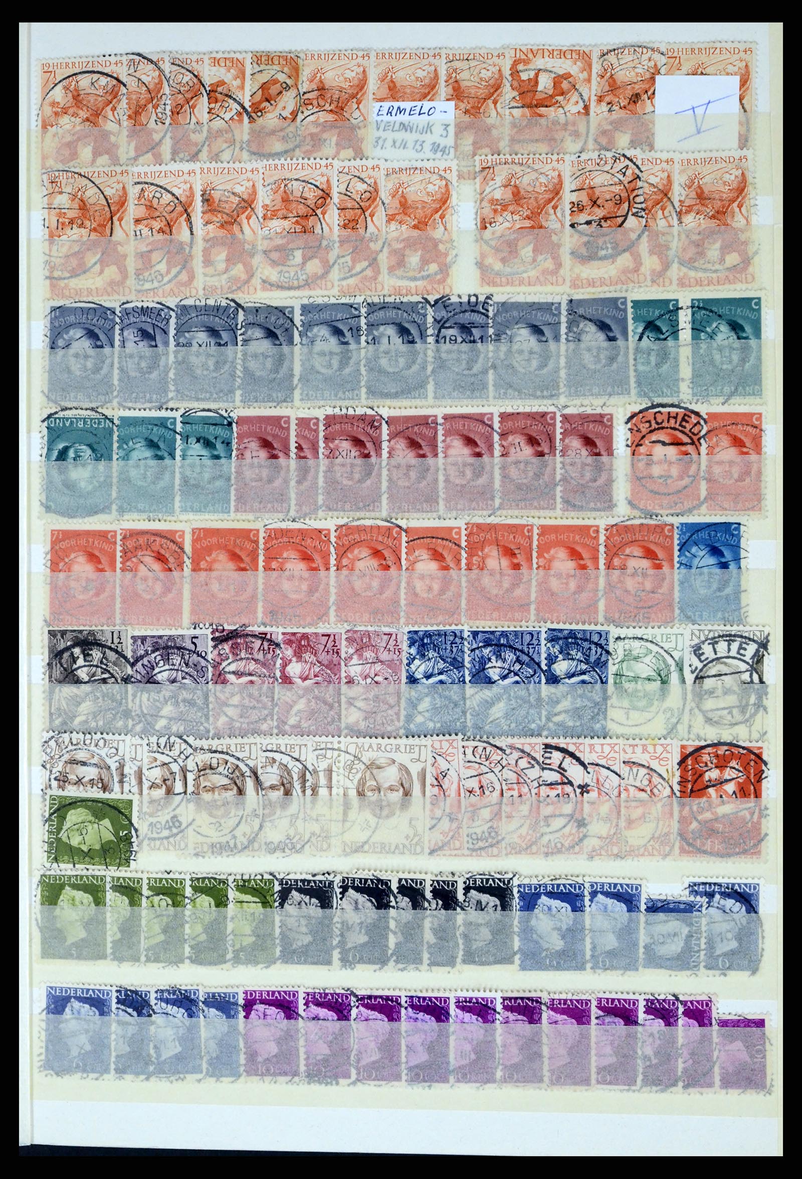 37424 043 - Postzegelverzameling 37424 Nederland kortebalk stempels.