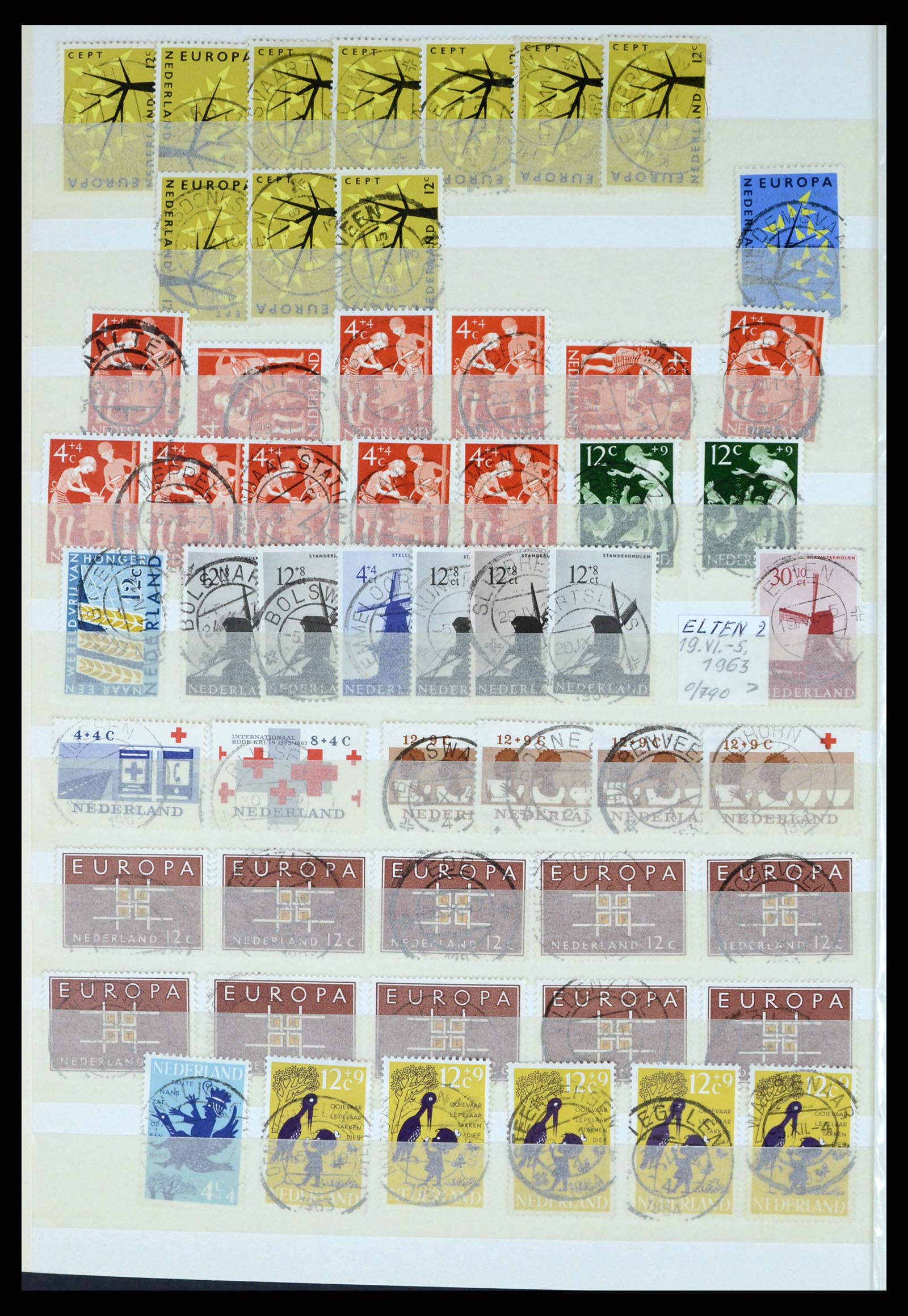 37424 056 - Postzegelverzameling 37424 Nederland kortebalk stempels.
