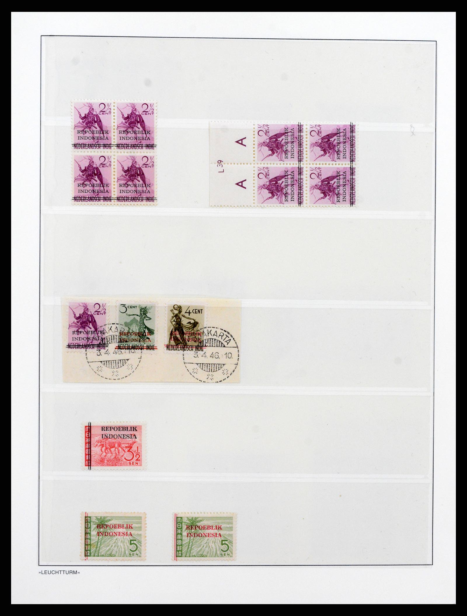37435 002 - Postzegelverzameling 37435 Indonesië interim periode 1945-1948.