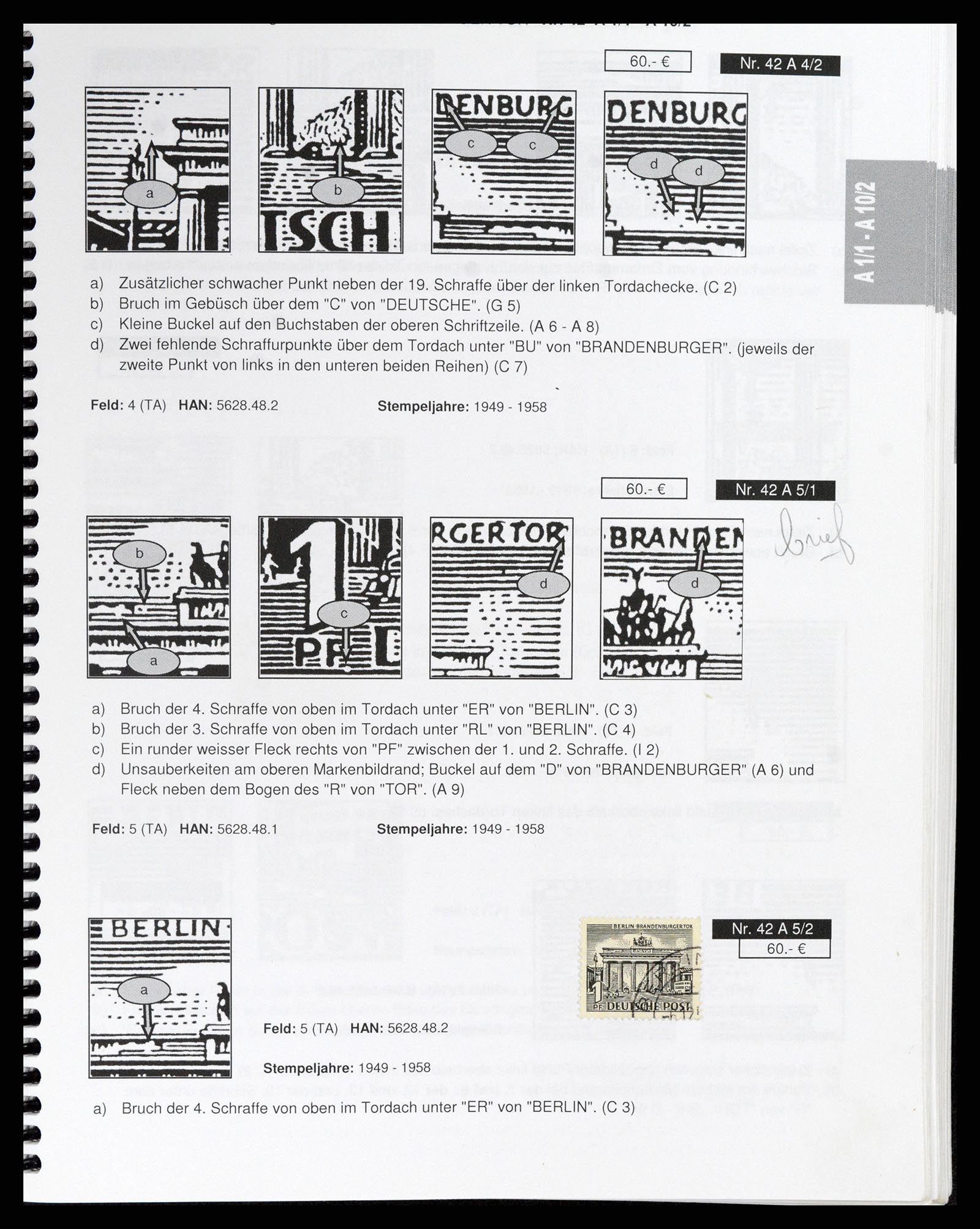 37458 001 - Stamp collection 37458 Berlin plateflaws 1949.