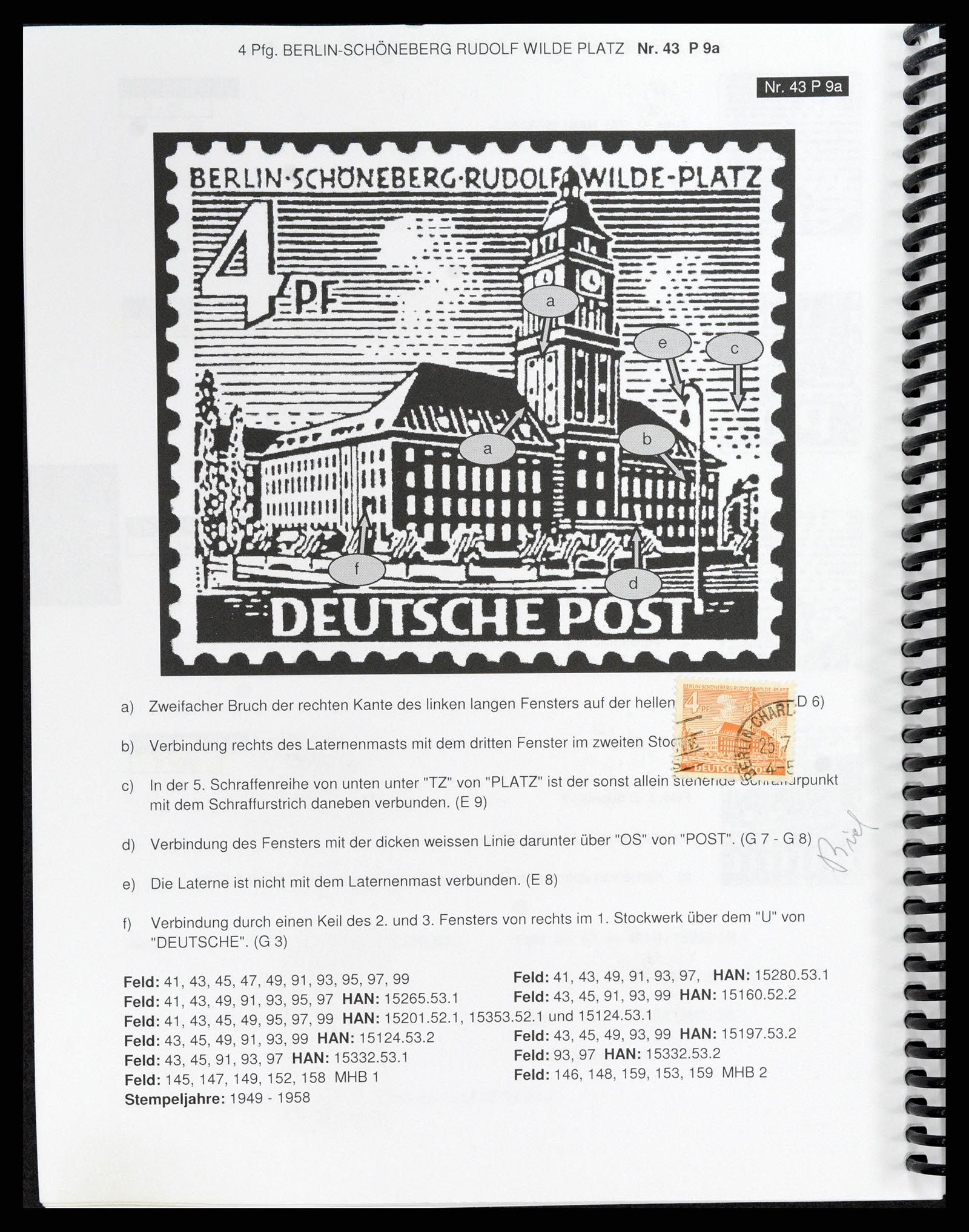 37458 096 - Stamp collection 37458 Berlin plateflaws 1949.
