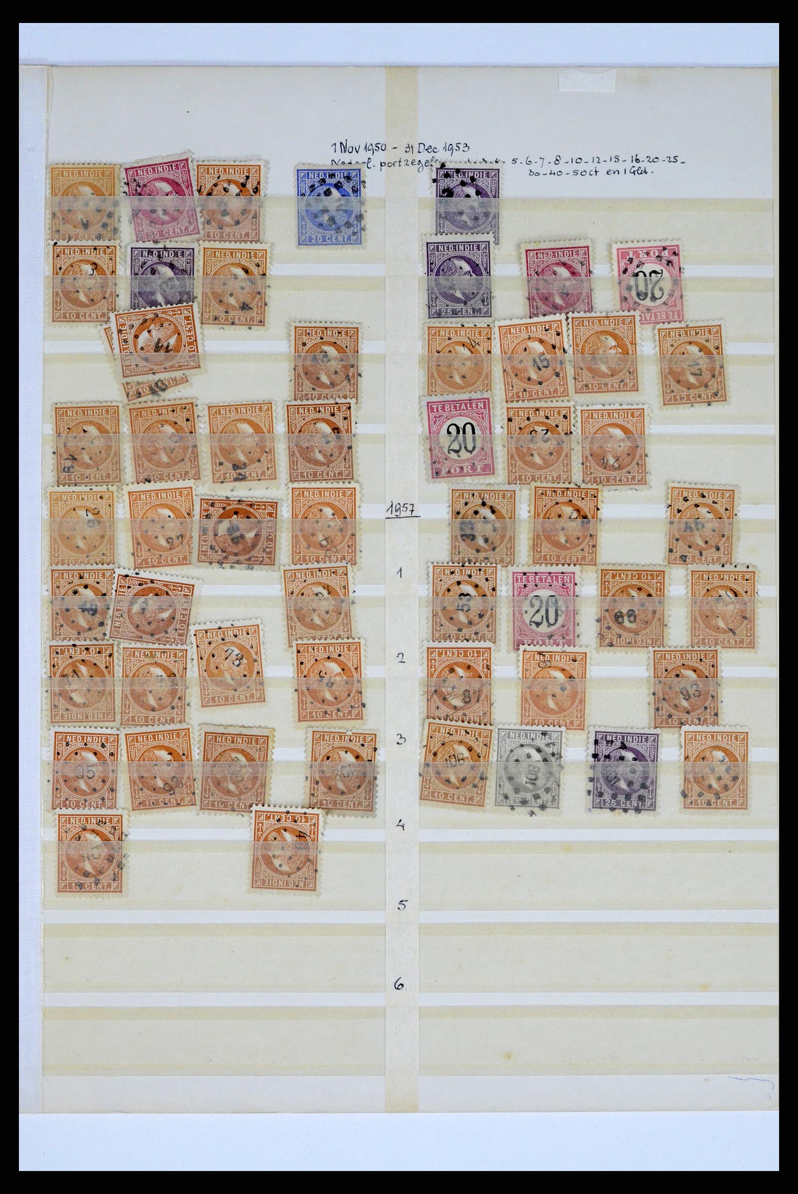 37460 011 - Postzegelverzameling 37460 Nederlands Indië stempels 1864-1948.