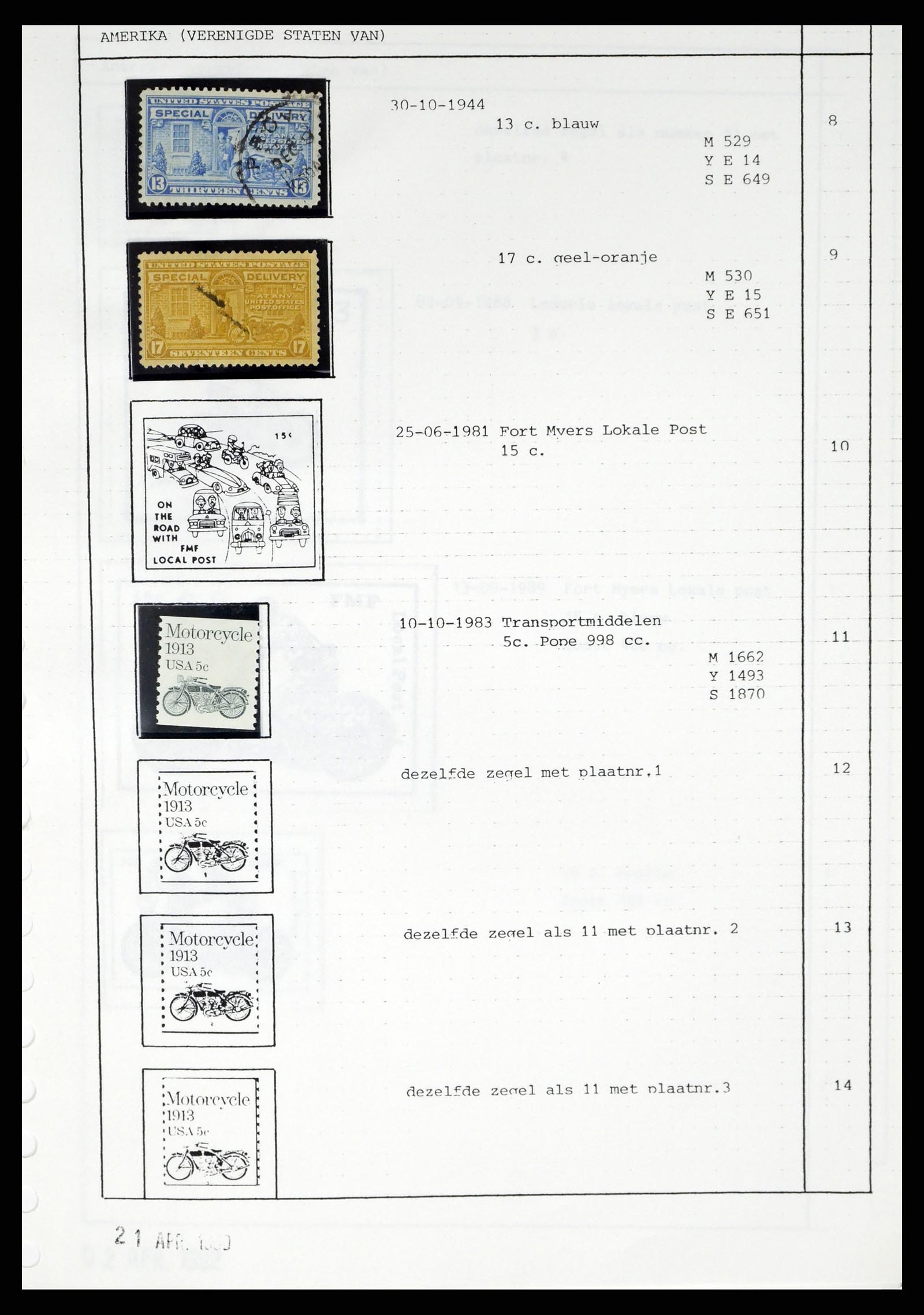 37462 009 - Postzegelverzameling 37462 Motief Motoren 1922-2000.