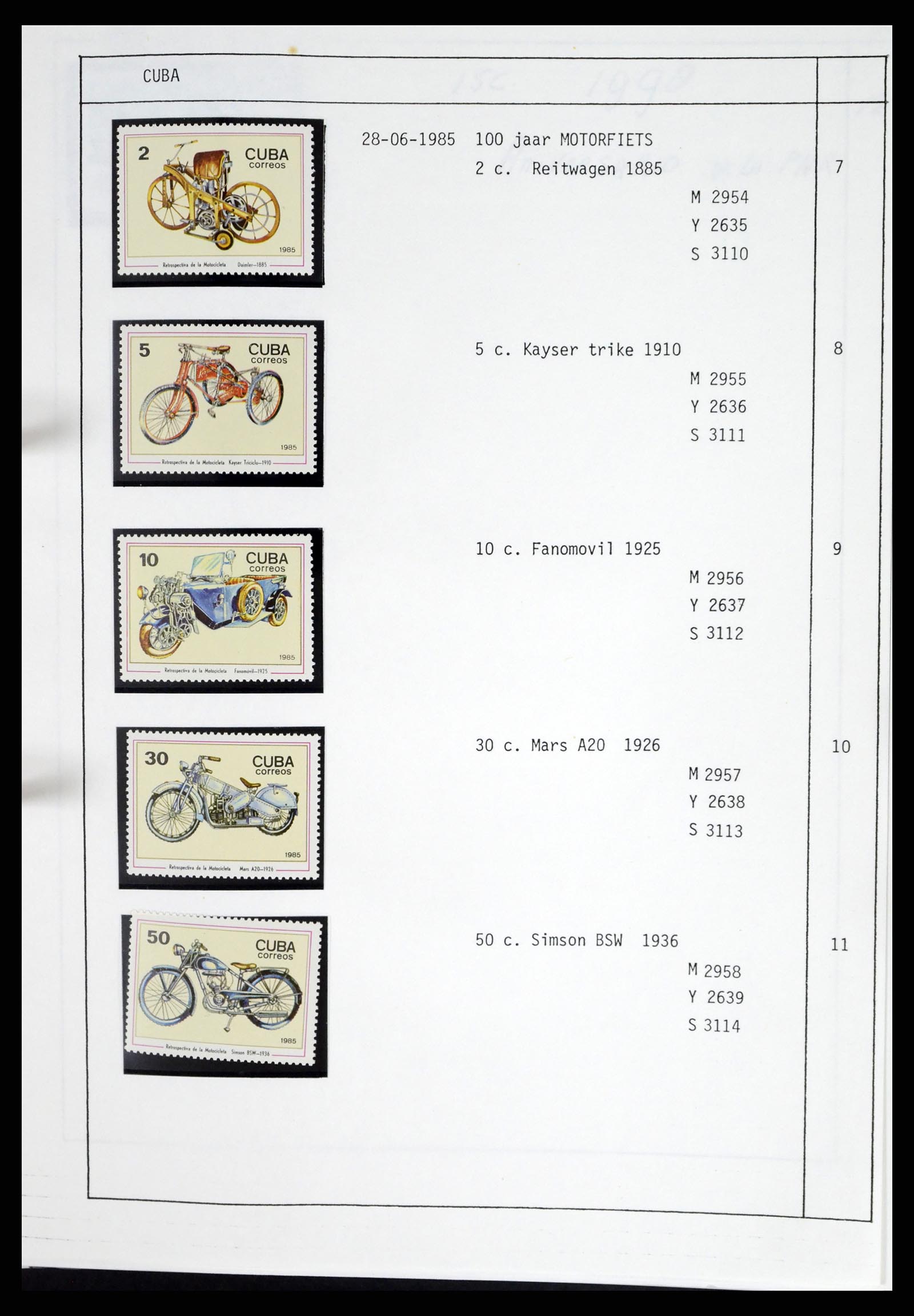 37462 054 - Postzegelverzameling 37462 Motief Motoren 1922-2000.