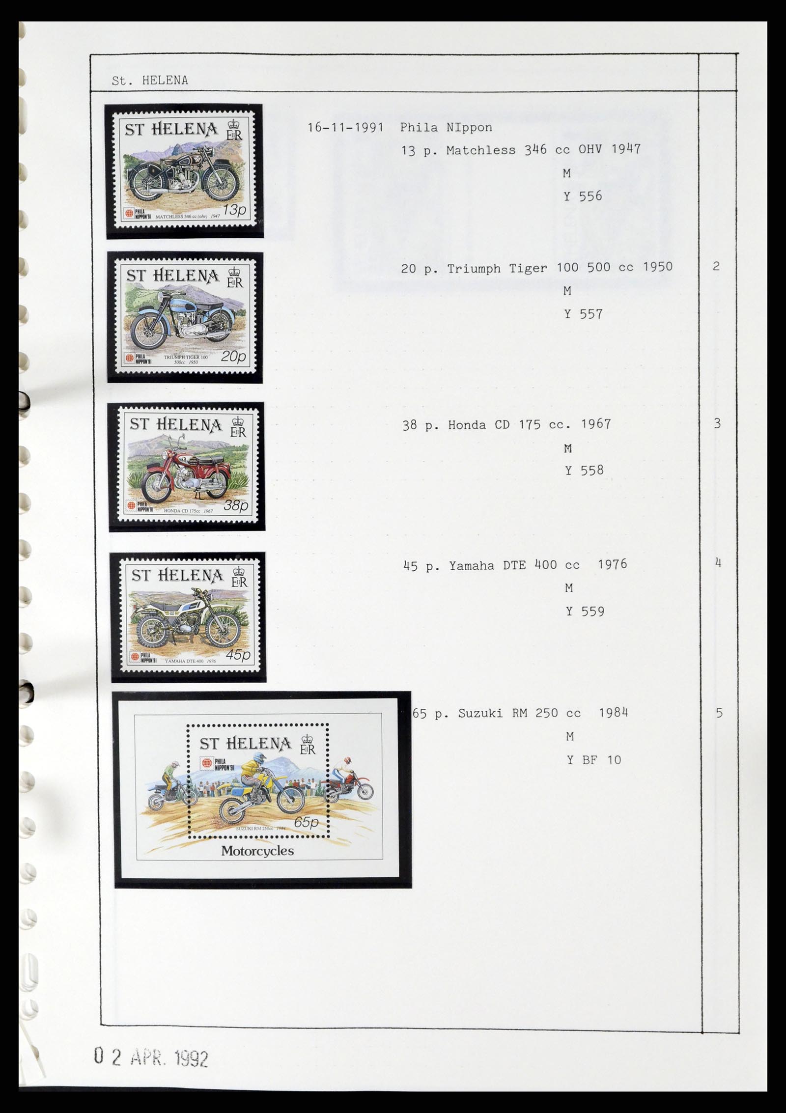 37462 100 - Stamp collection 37462 Thematics Motorcycles 1922-2000.