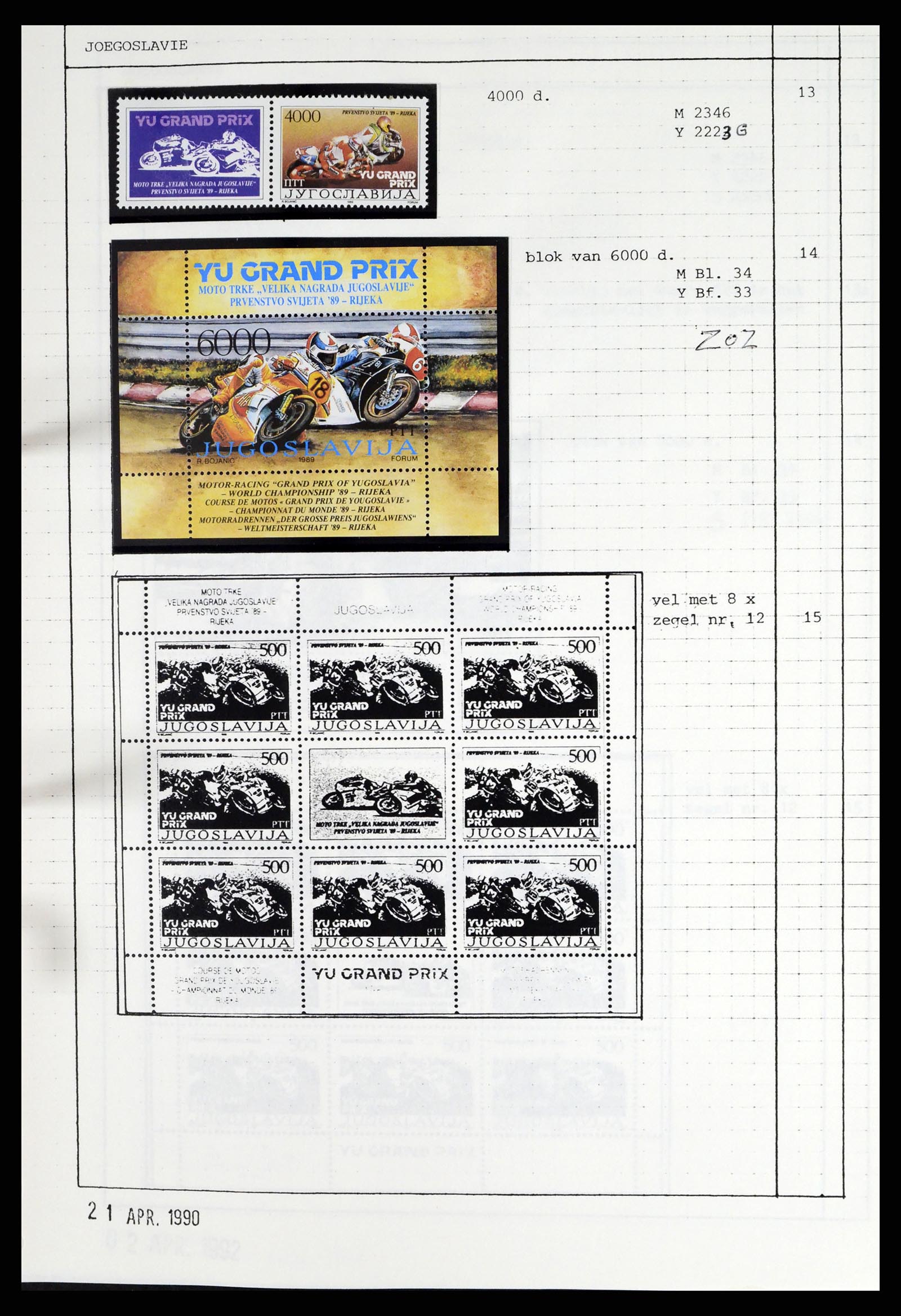 37462 121 - Postzegelverzameling 37462 Motief Motoren 1922-2000.