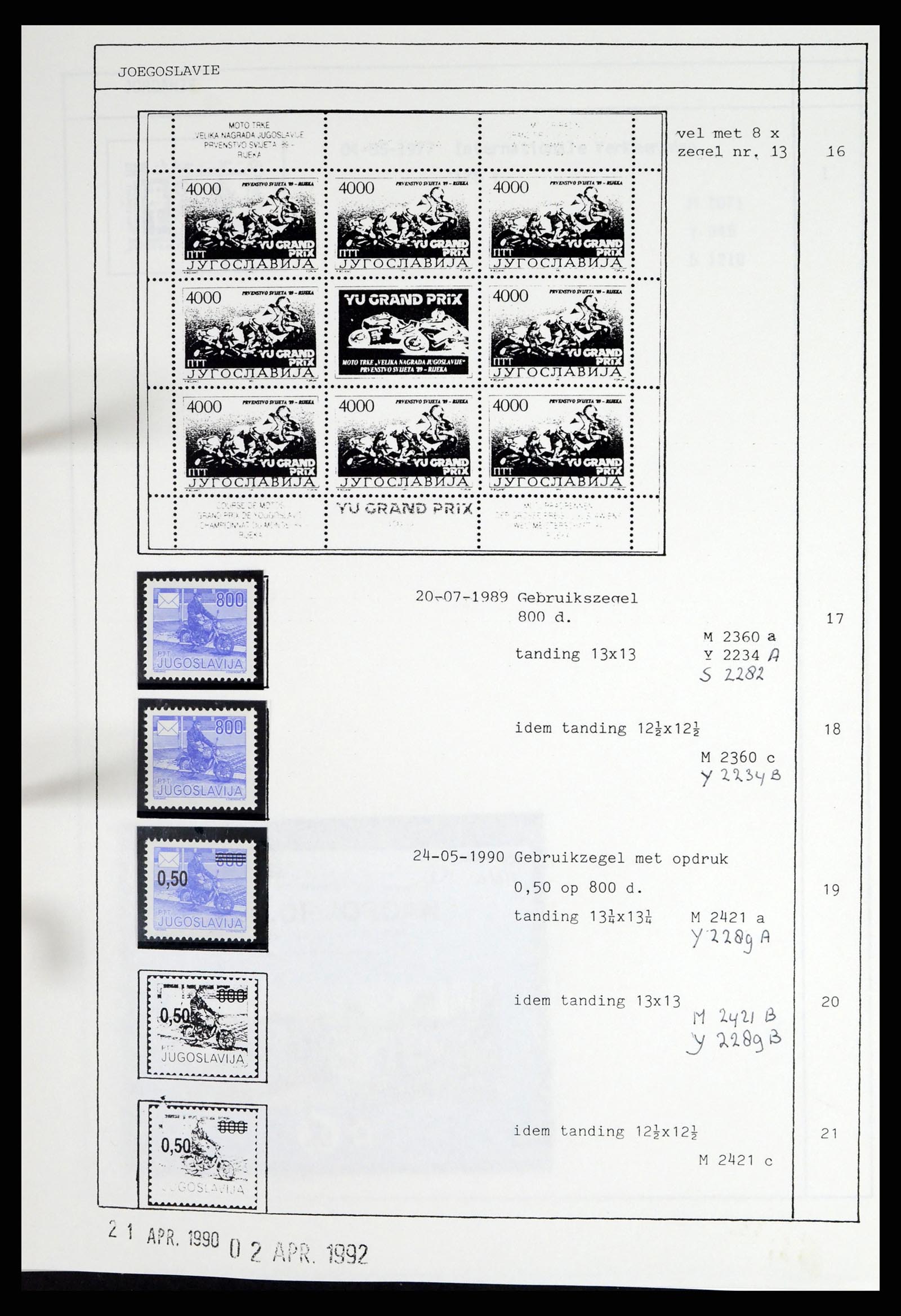 37462 122 - Postzegelverzameling 37462 Motief Motoren 1922-2000.