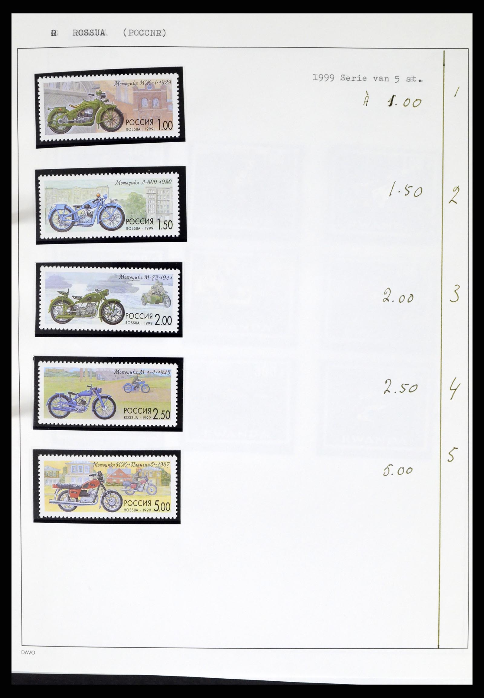 37462 241 - Postzegelverzameling 37462 Motief Motoren 1922-2000.
