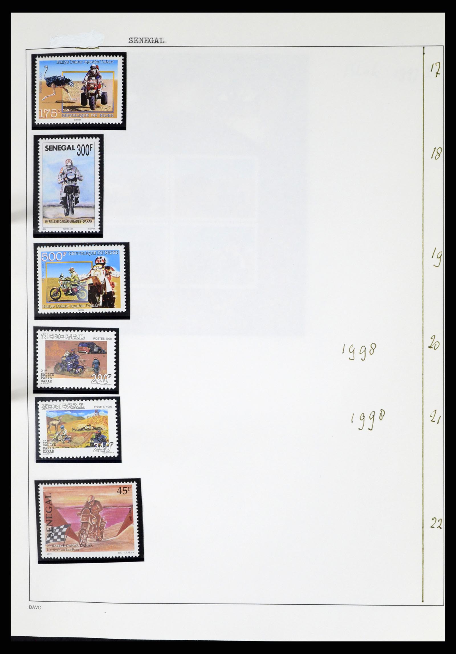 37462 250 - Postzegelverzameling 37462 Motief Motoren 1922-2000.