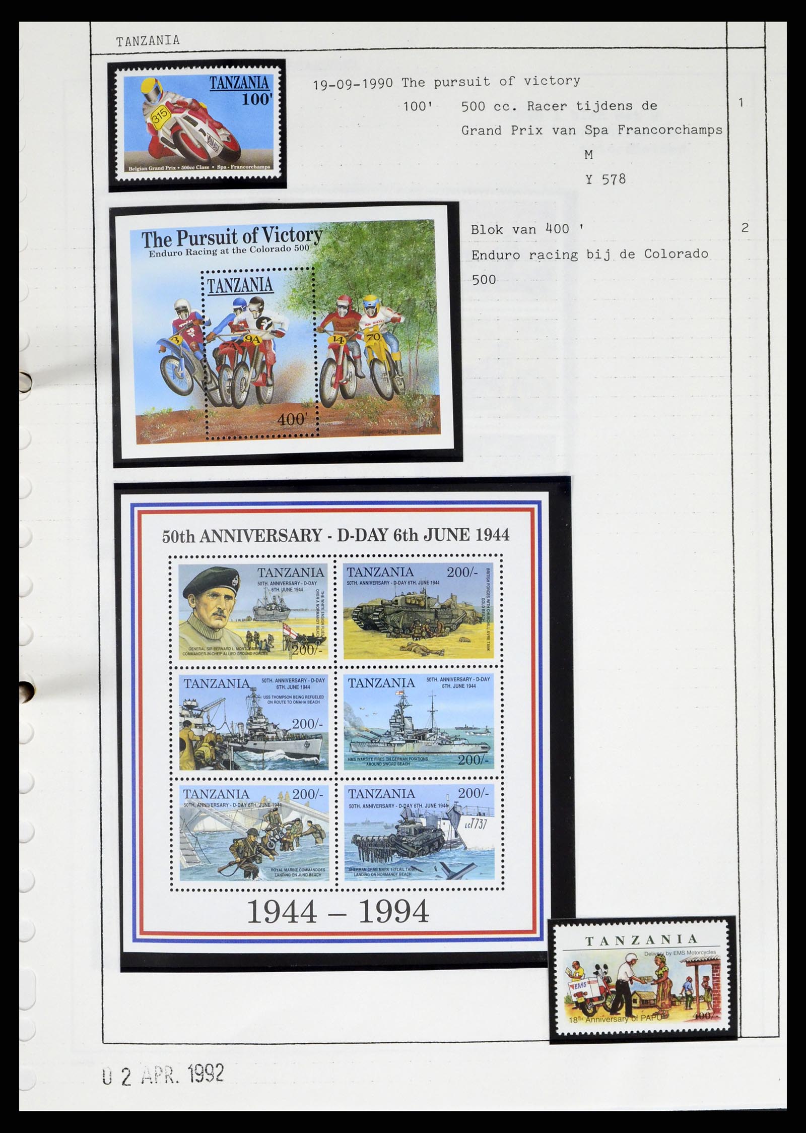 37462 266 - Postzegelverzameling 37462 Motief Motoren 1922-2000.