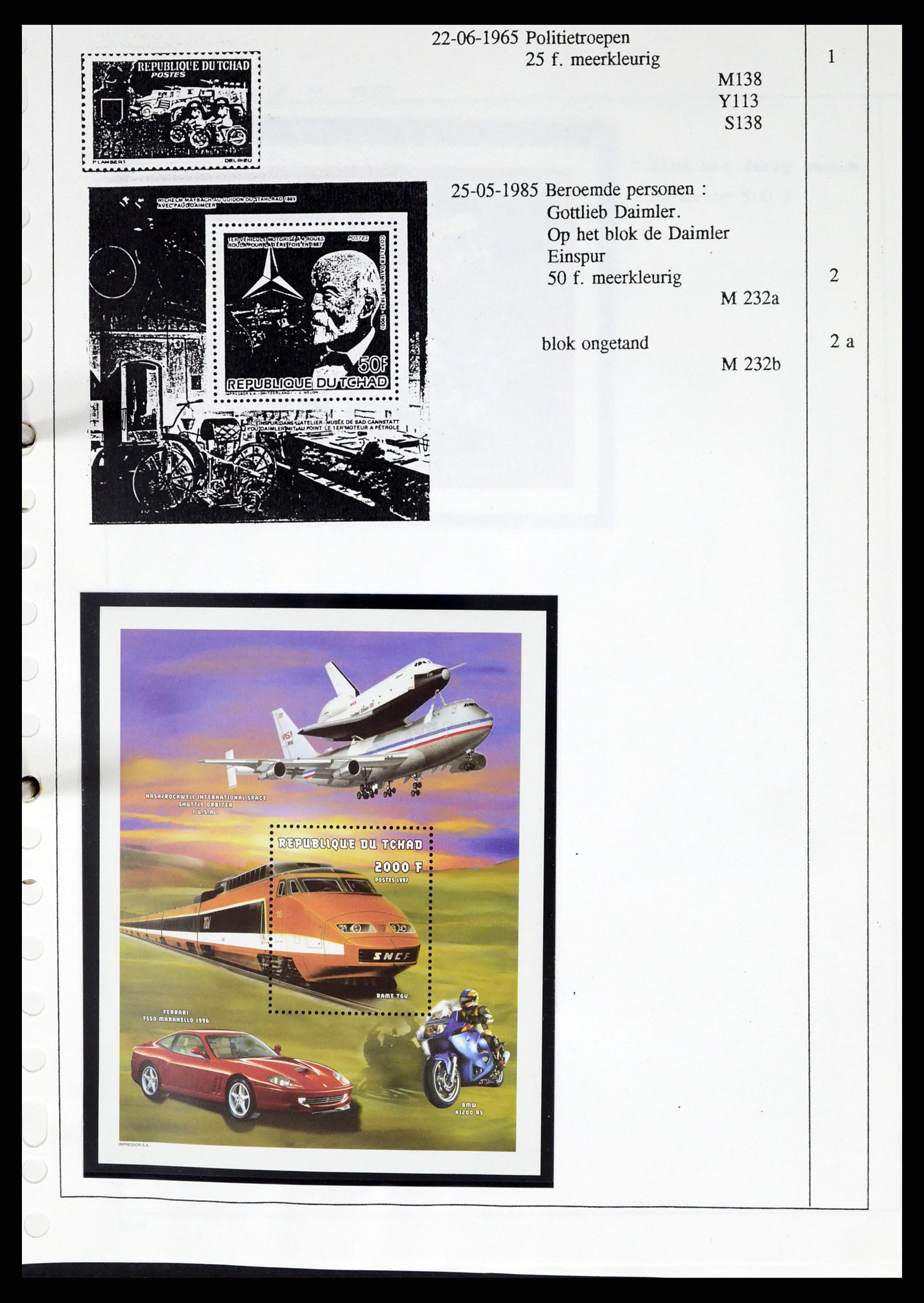 37462 270 - Postzegelverzameling 37462 Motief Motoren 1922-2000.