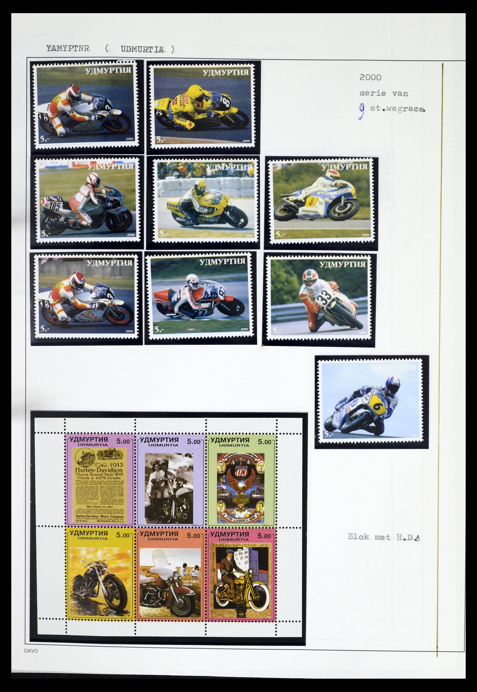37462 288 - Postzegelverzameling 37462 Motief Motoren 1922-2000.